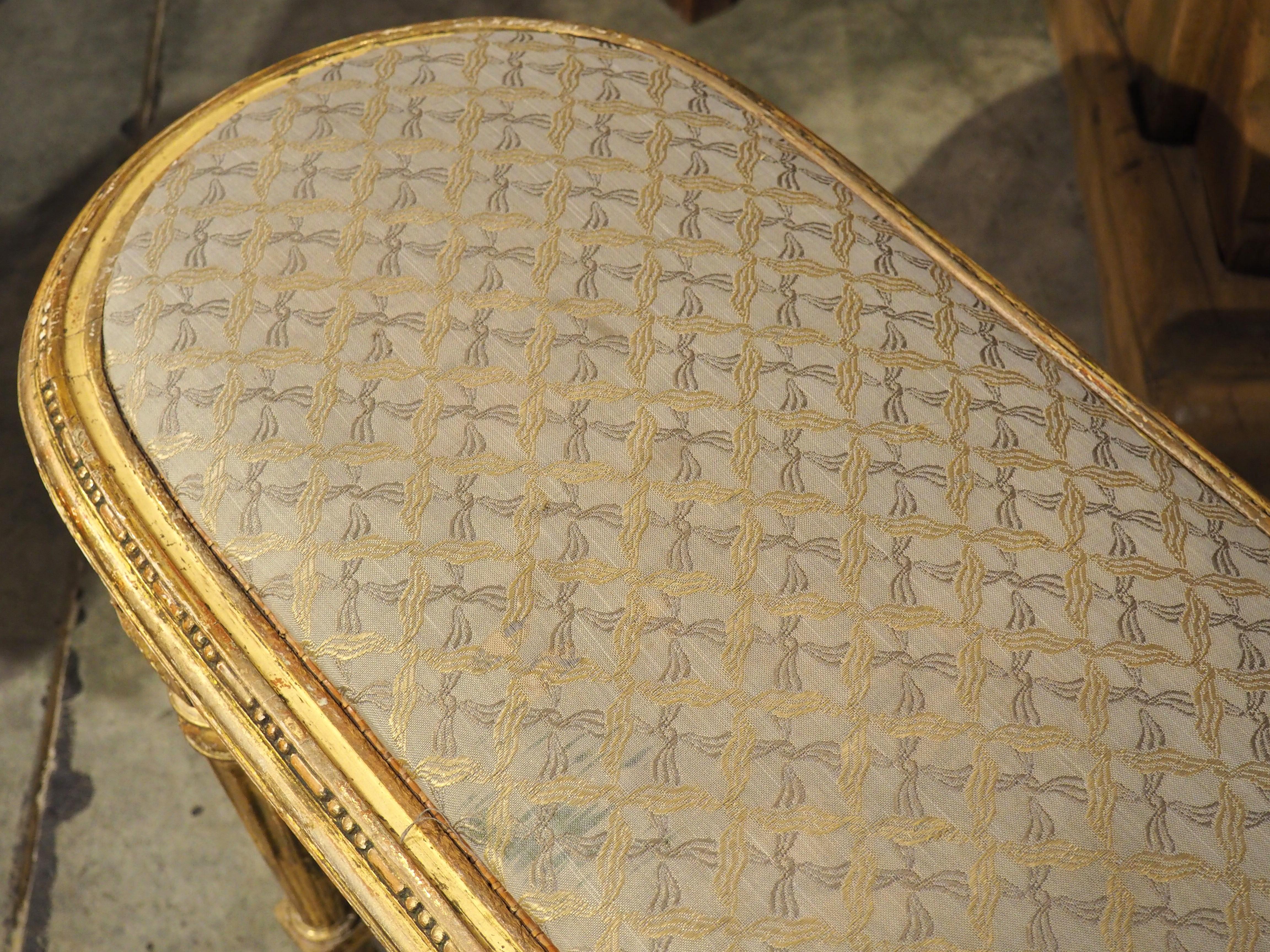 Antique French Louis XVI Style Giltwood Caned Bench, C. 1885 5