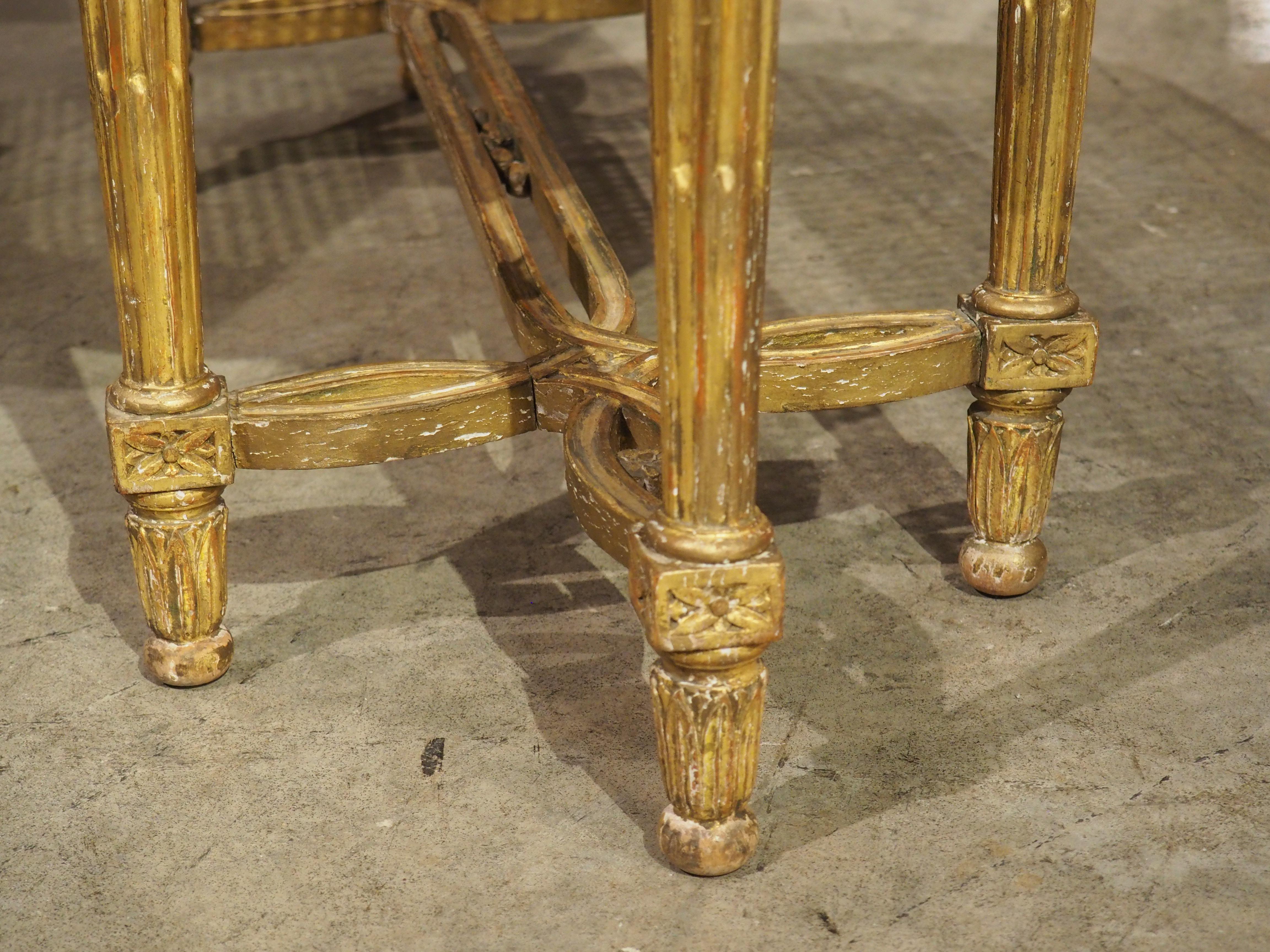 Antique French Louis XVI Style Giltwood Caned Bench, C. 1885 9