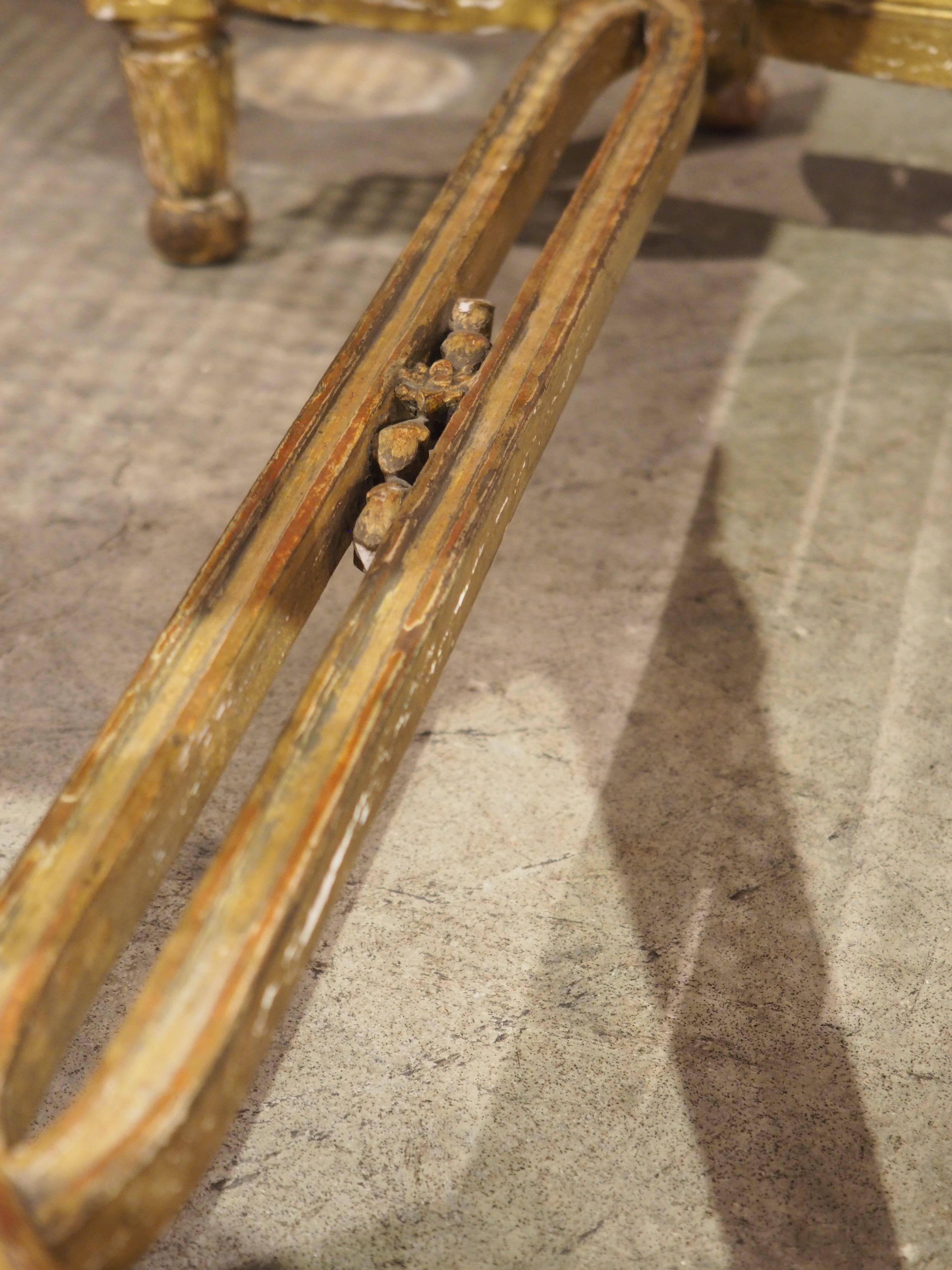 Antique French Louis XVI Style Giltwood Caned Bench, C. 1885 14