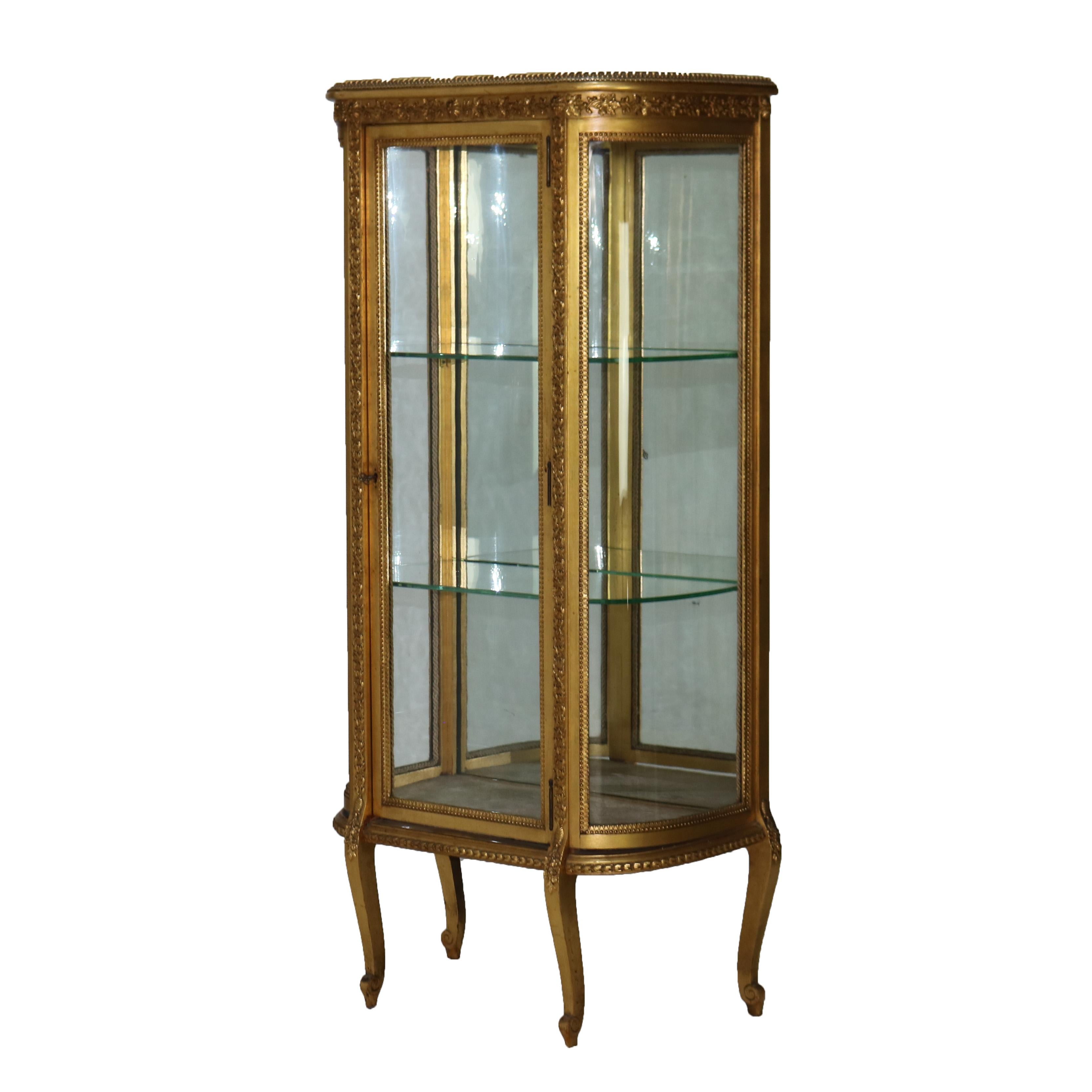 Antique French Louis XVI Style Giltwood & Mirrored Vitrine China Cabinet C1900 7