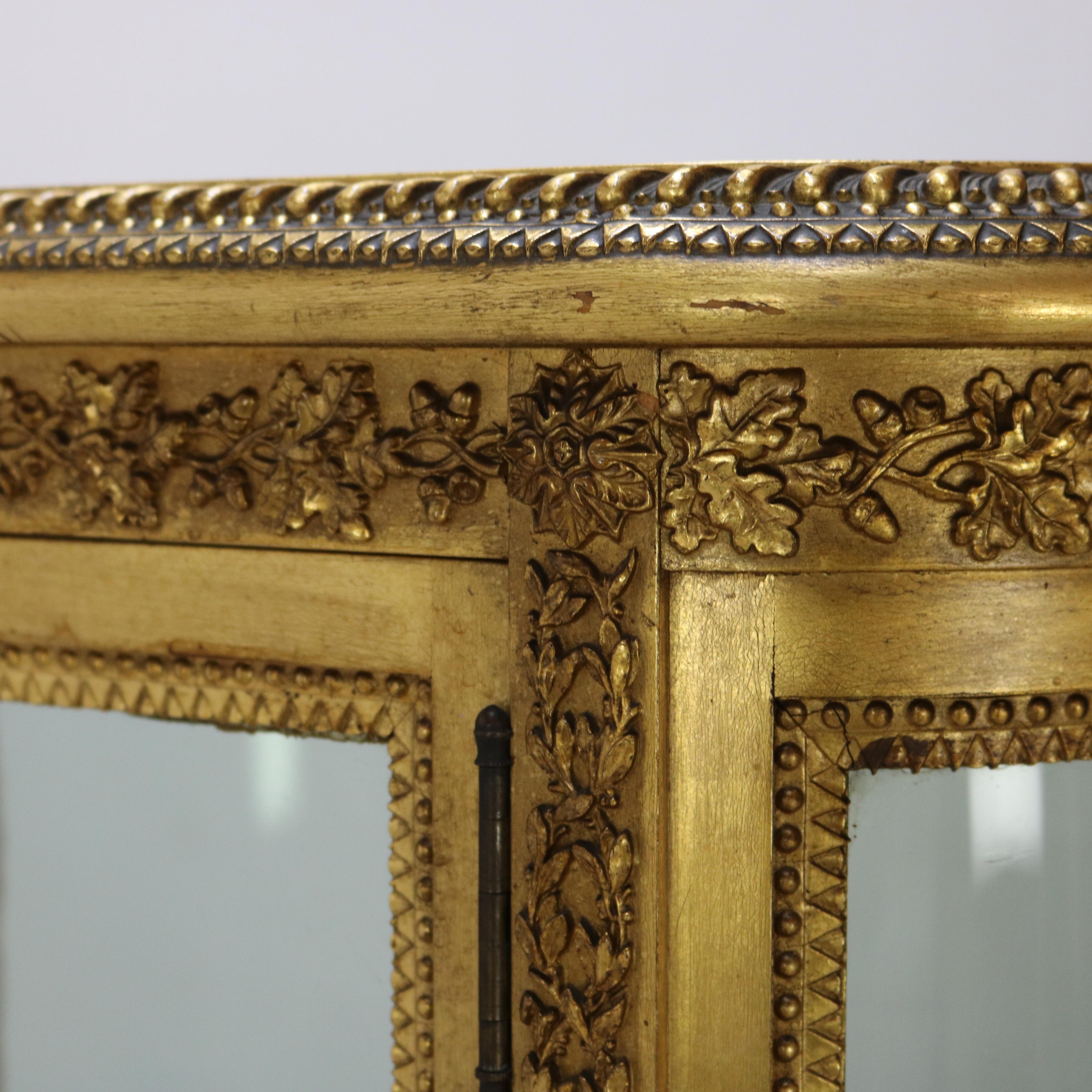 Antique French Louis XVI Style Giltwood & Mirrored Vitrine China Cabinet C1900 1