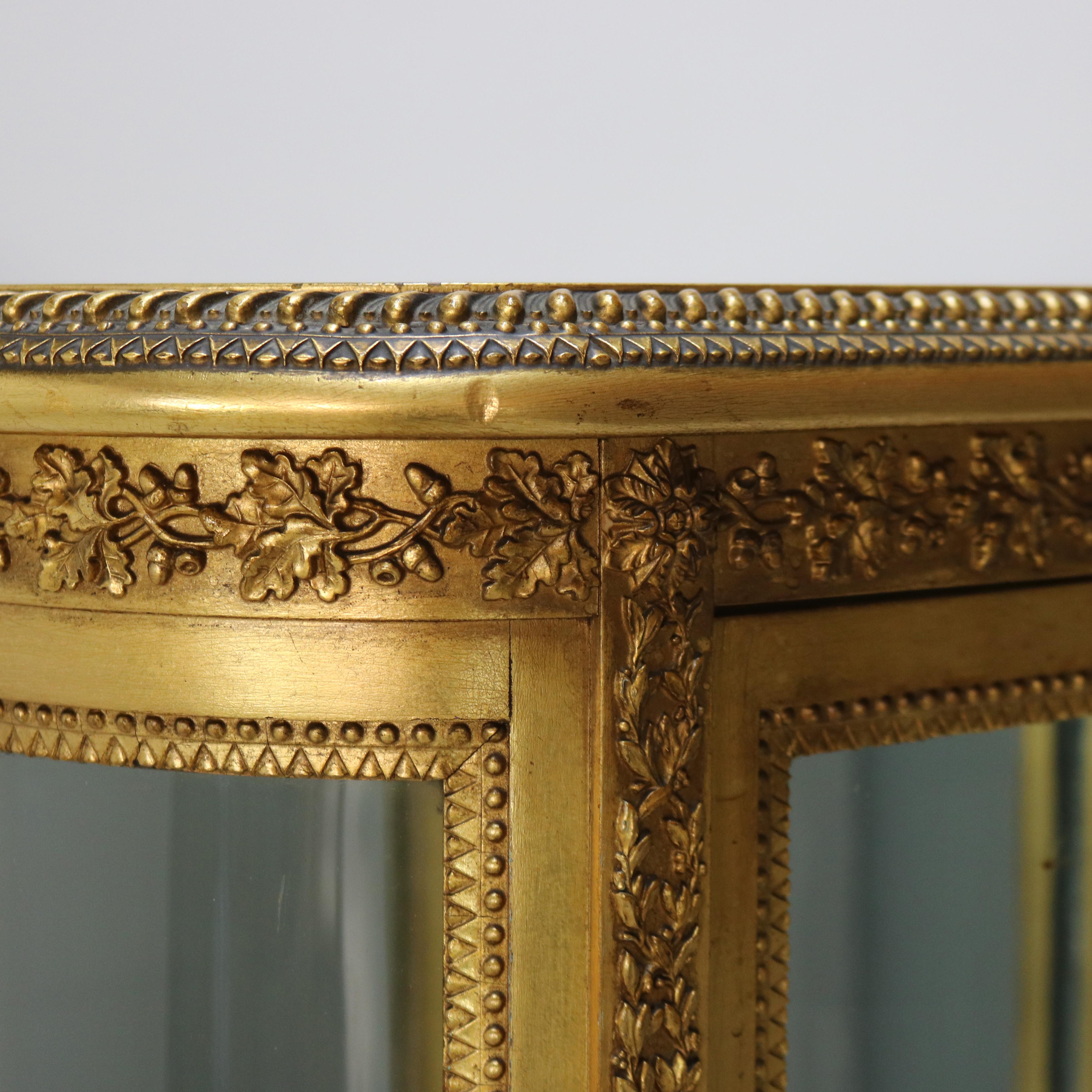Antique French Louis XVI Style Giltwood & Mirrored Vitrine China Cabinet C1900 4