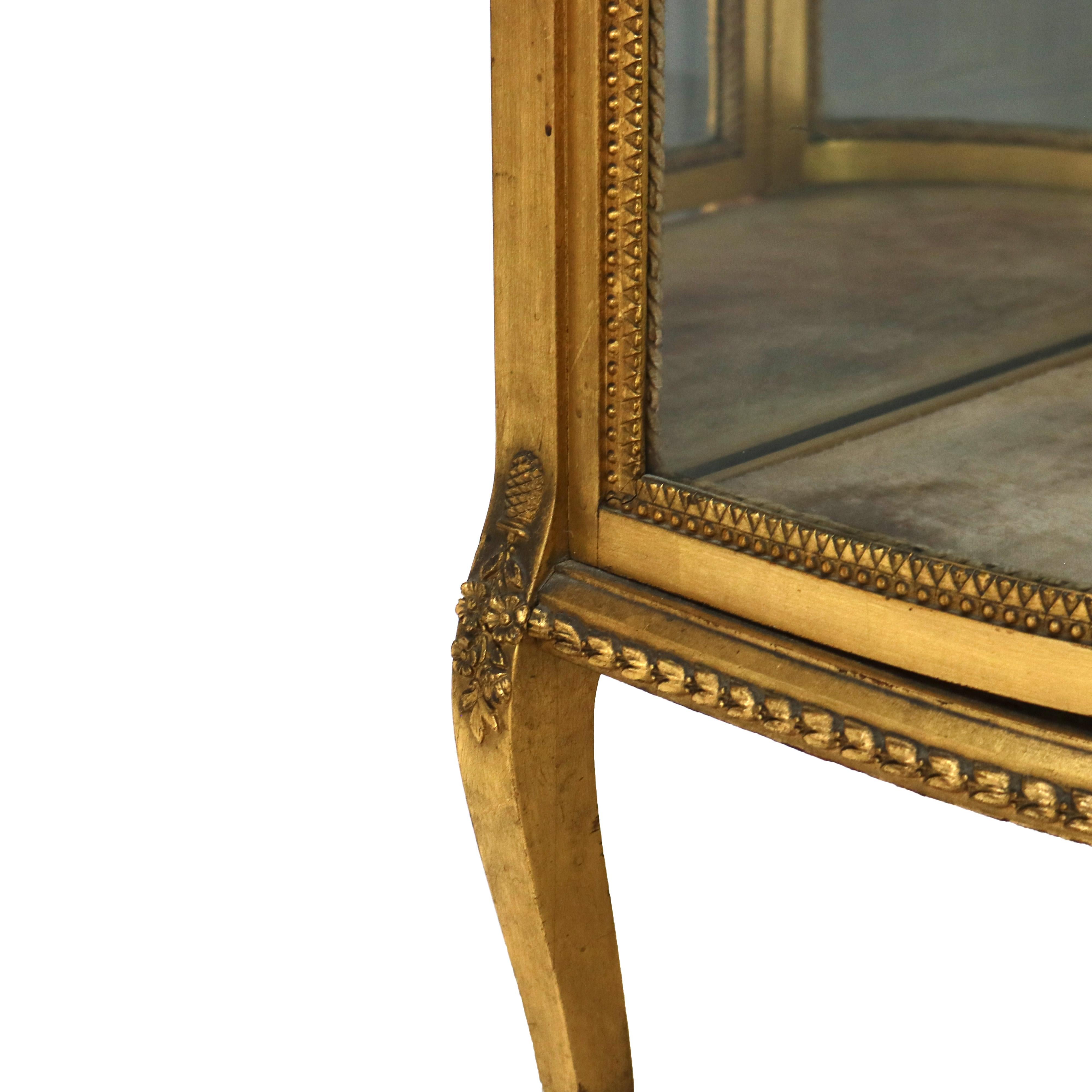 Antique French Louis XVI Style Giltwood & Mirrored Vitrine China Cabinet C1900 5