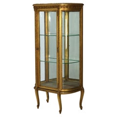 Antique French Louis XVI Style Giltwood & Mirrored Vitrine China Cabinet C1900