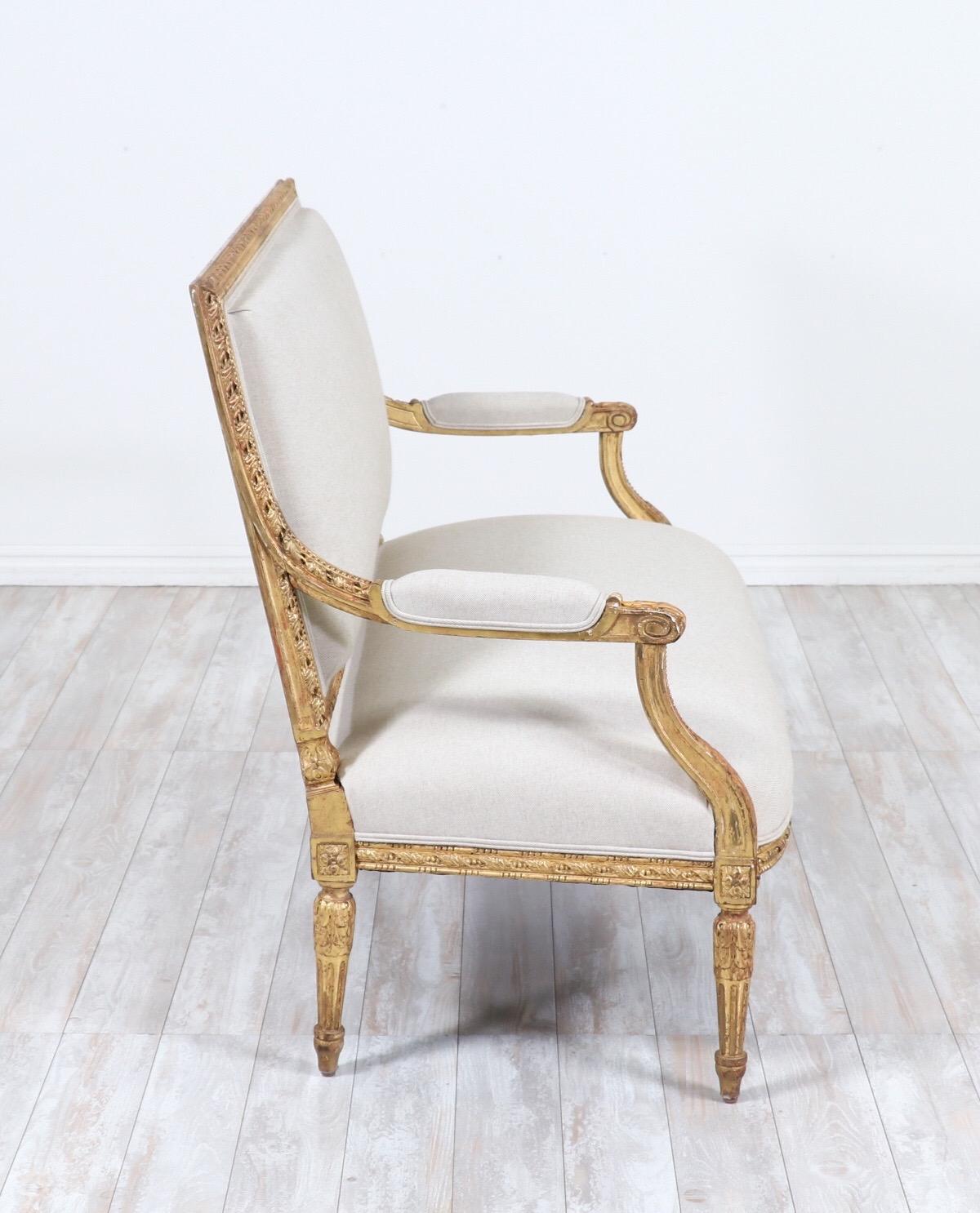 Mid-20th Century Antique French Louis XVI Style Giltwood Settee