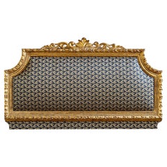 Antique French Louis XVI Style Giltwood Upholstered Headboard Antique French Louis XVI Style Giltwood Upholstered Headboard