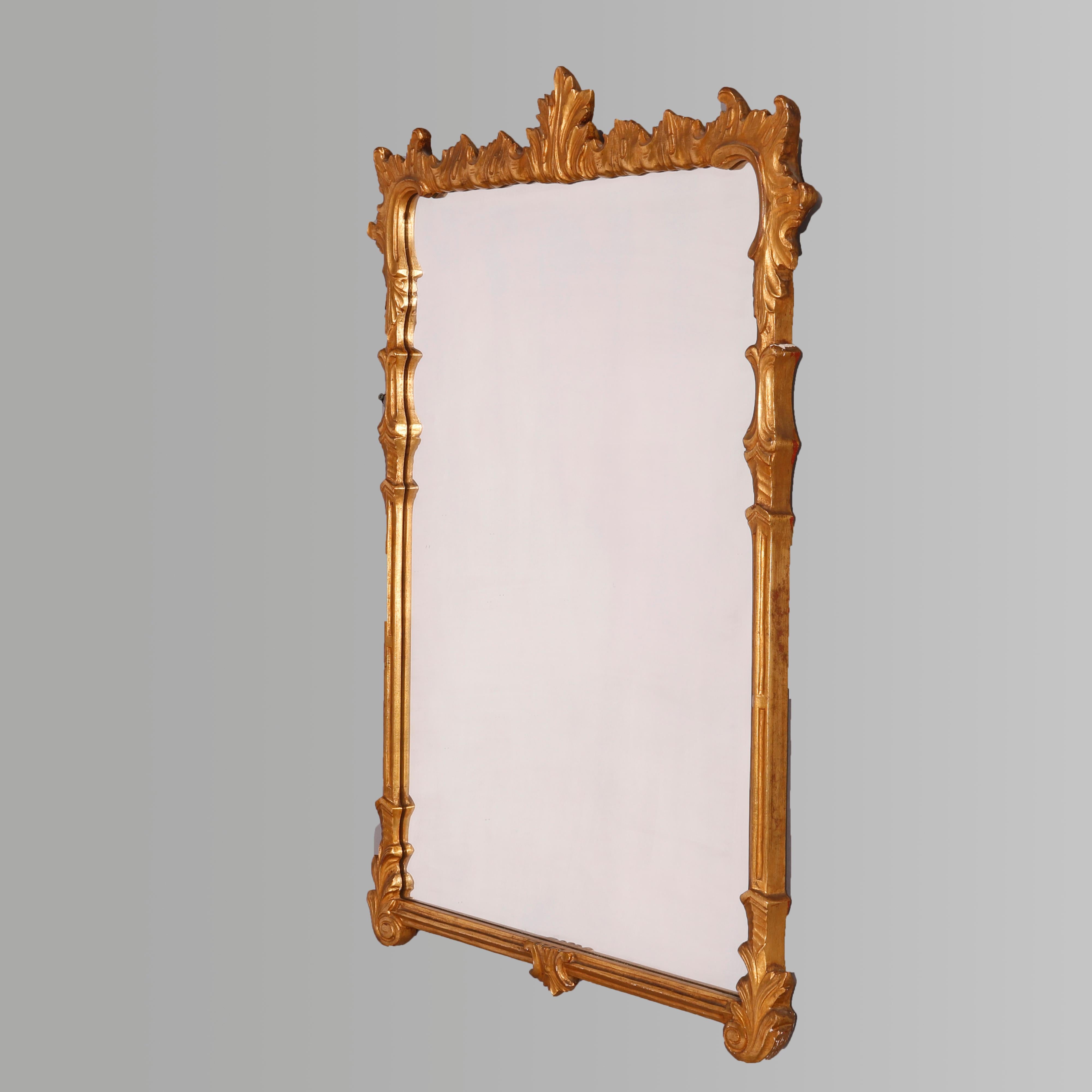 American Antique French Louis XVI Style Giltwood Wall Mirror, Circa 1930
