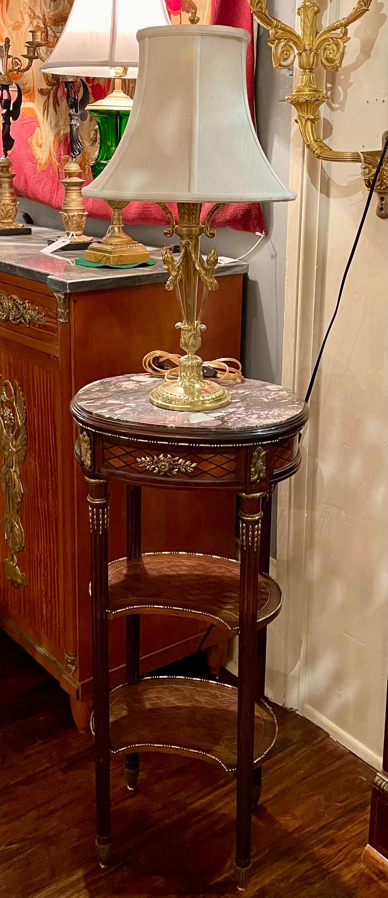 Antique French Louis XVI Style Gold Bronze Bouillotte Lamp, Circa 1900. For Sale 8