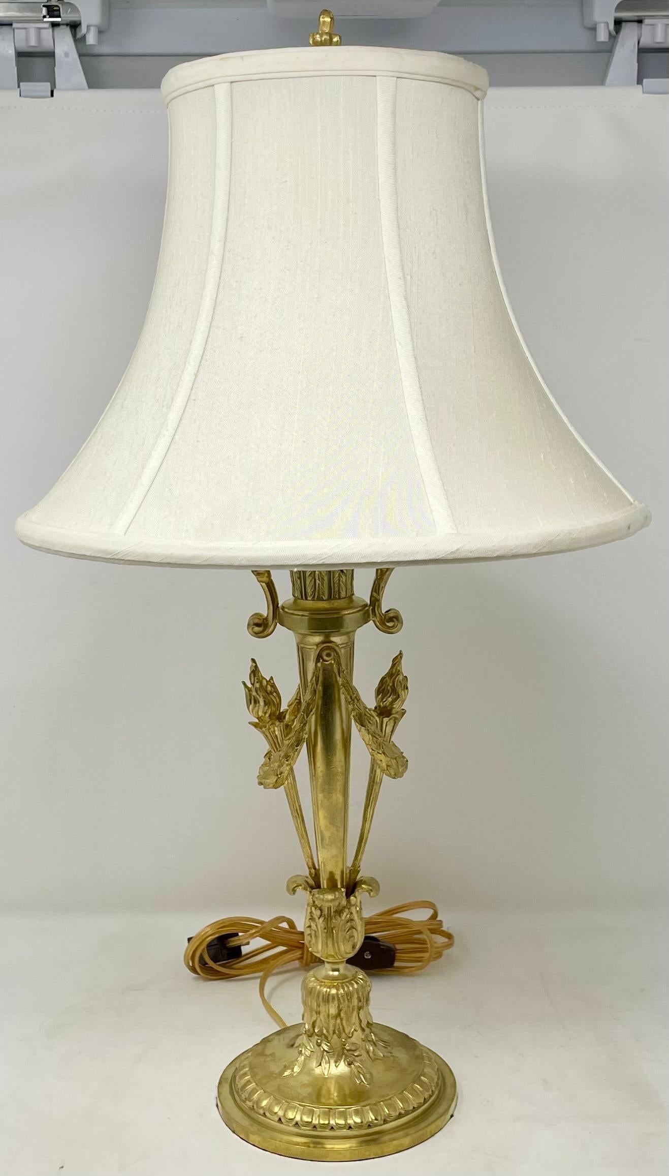 Antique French Louis XVI Style Gold Bronze Bouillotte Lamp, Circa 1900. In Good Condition For Sale In New Orleans, LA