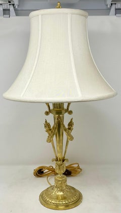 Antique French Louis XVI Style Gold Bronze Bouillotte Lamp, Circa 1900.