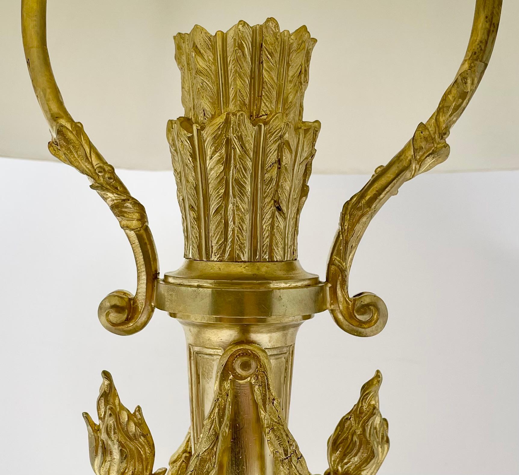 Antique French Louis XVI Style Gold Bronze Bouillotte Lamp, Circa 1900. For Sale 2