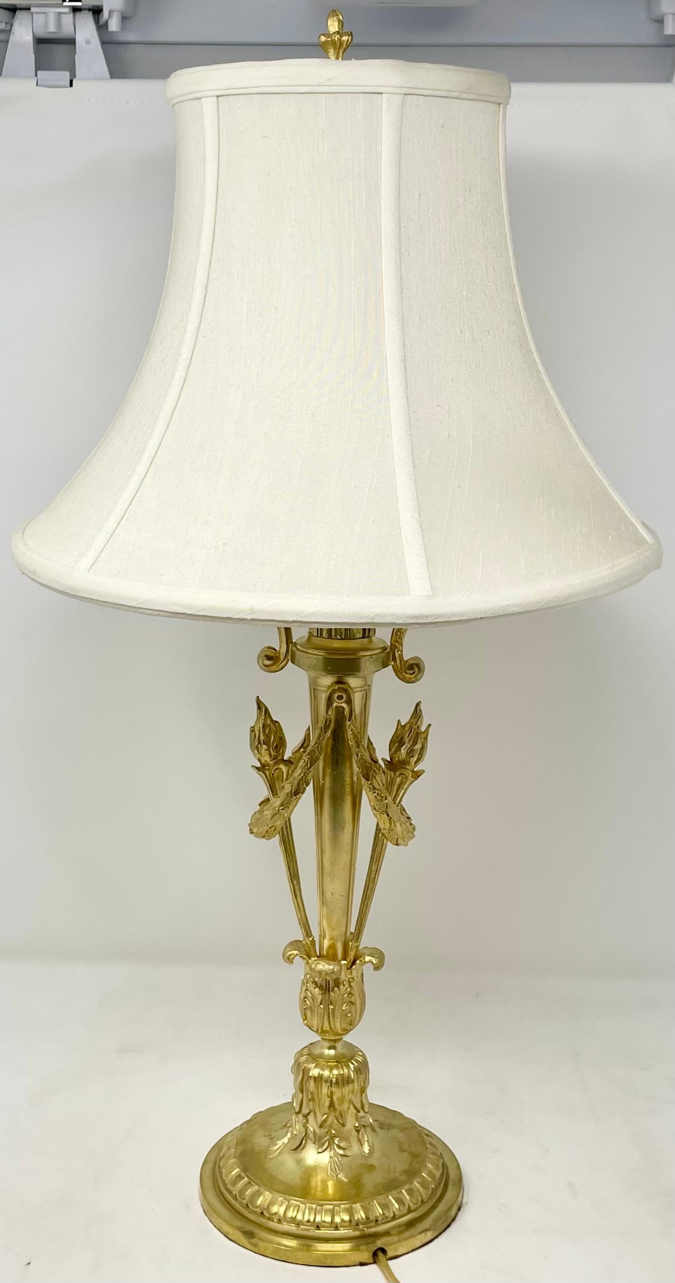 Antique French Louis XVI Style Gold Bronze Bouillotte Lamp, Circa 1900. For Sale 6