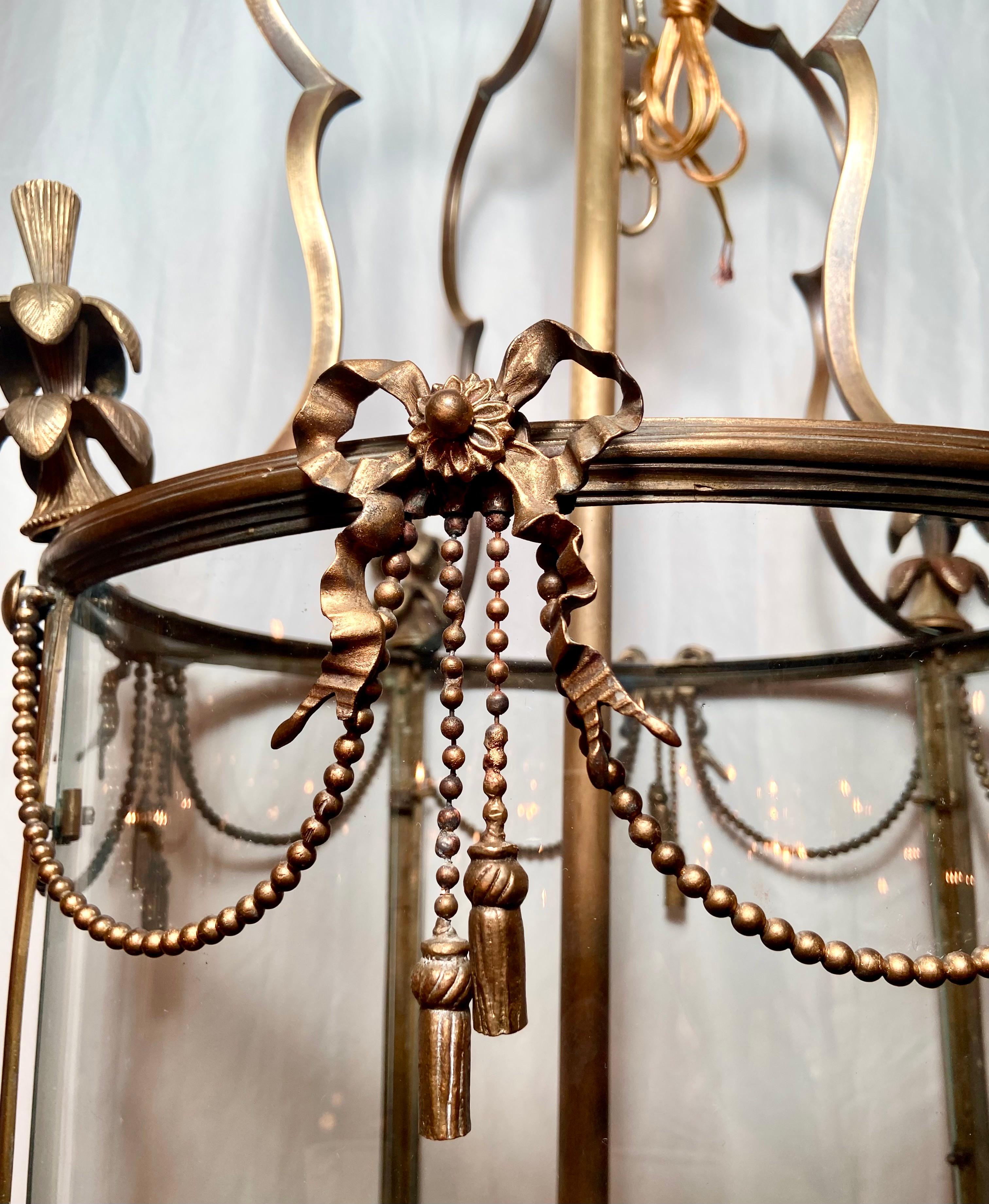 Gilt Antique French Louis XVI Style Gold Bronze Lantern, Circa 1890-1910. For Sale