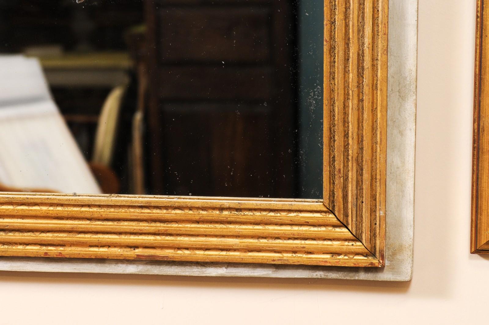 Antique French Louis XVI Style Gold Gilt Wood Painted Espejo Gris Suave Luis XVI en venta