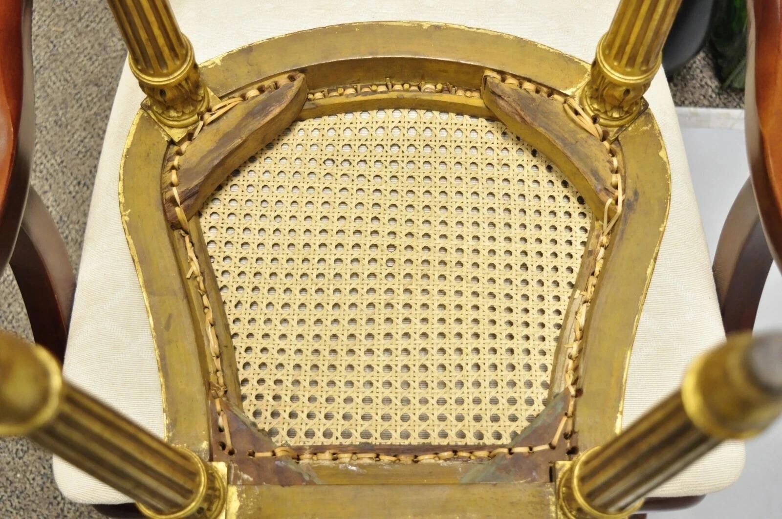 Antique French Louis XVI Style Gold Giltwood Cane Boudoir Vanity Side Chair 6