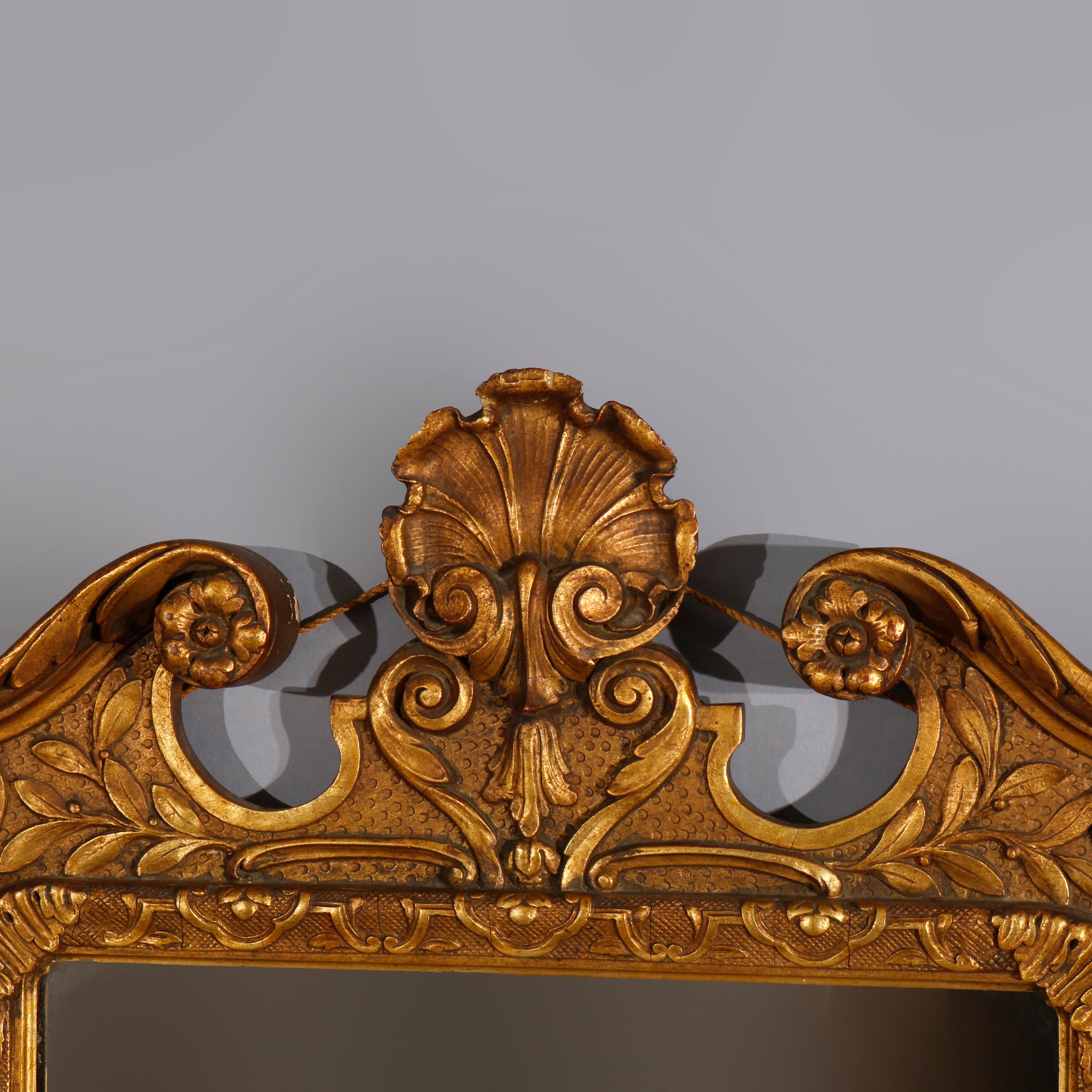 Antique French Louis XVI Style Gold Giltwood Wall Mirror, 20th Century In Good Condition In Big Flats, NY