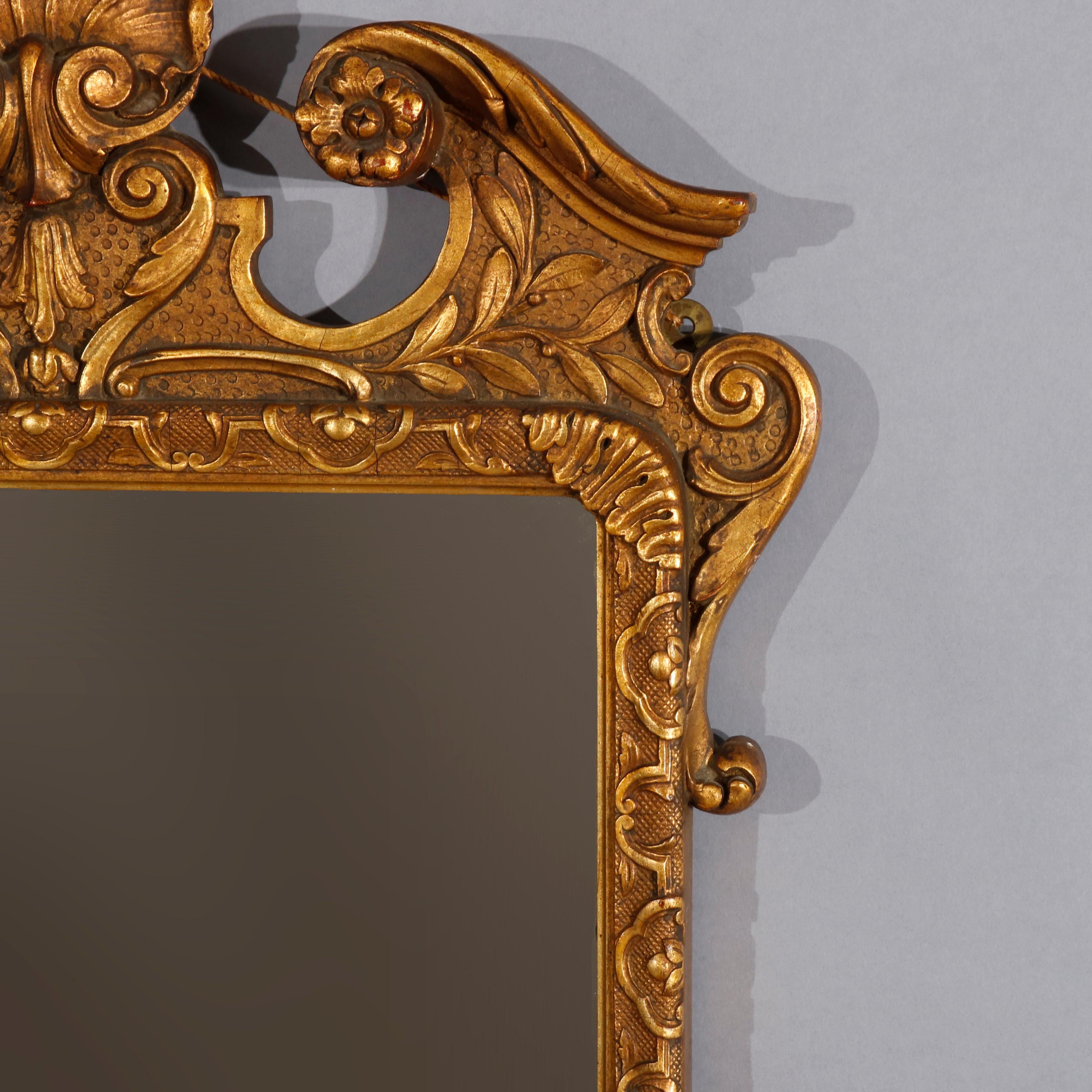 Antique French Louis XVI Style Gold Giltwood Wall Mirror, 20th Century 1