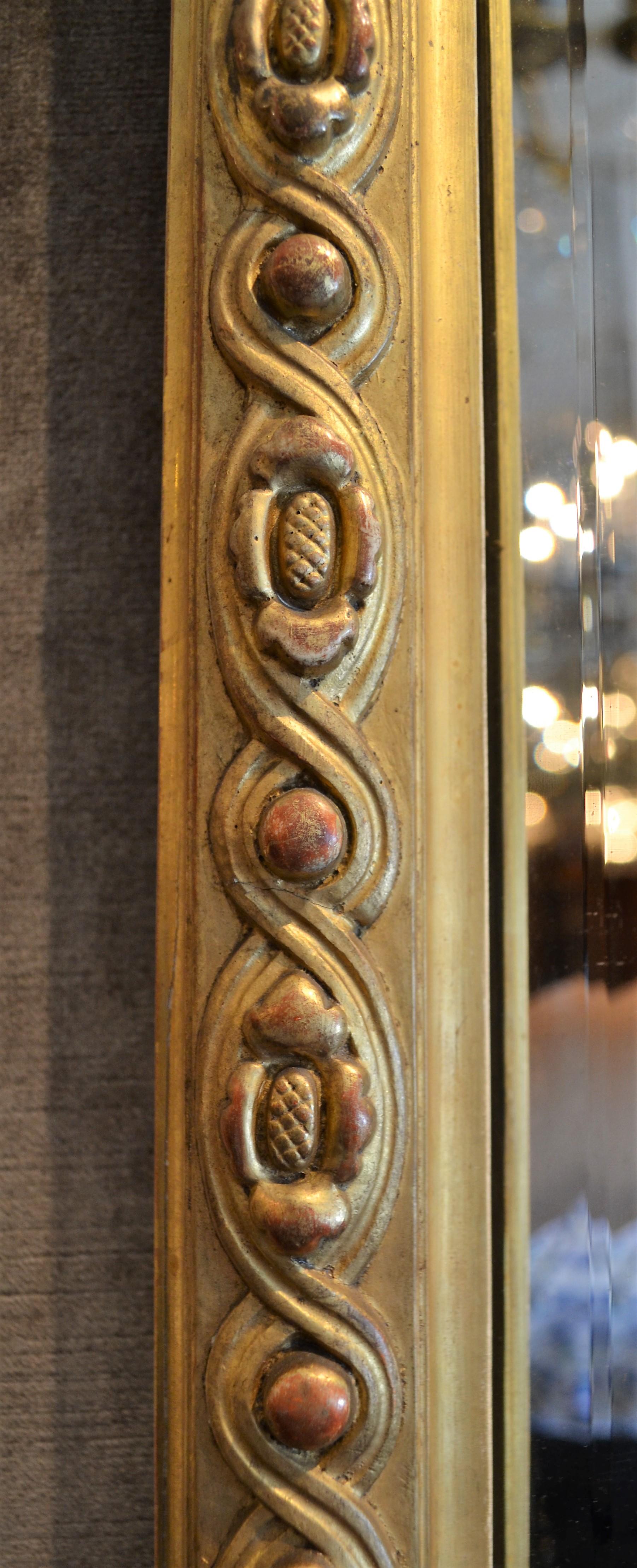 Antike Französisch Louis XVI Stil Blattgold abgeschrägten Spiegel (Abgeschrägt) im Angebot