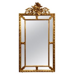 Antiker französischer Spiegel im Louis-XVI-Stil mit Blattgoldverzierung, um 1890.