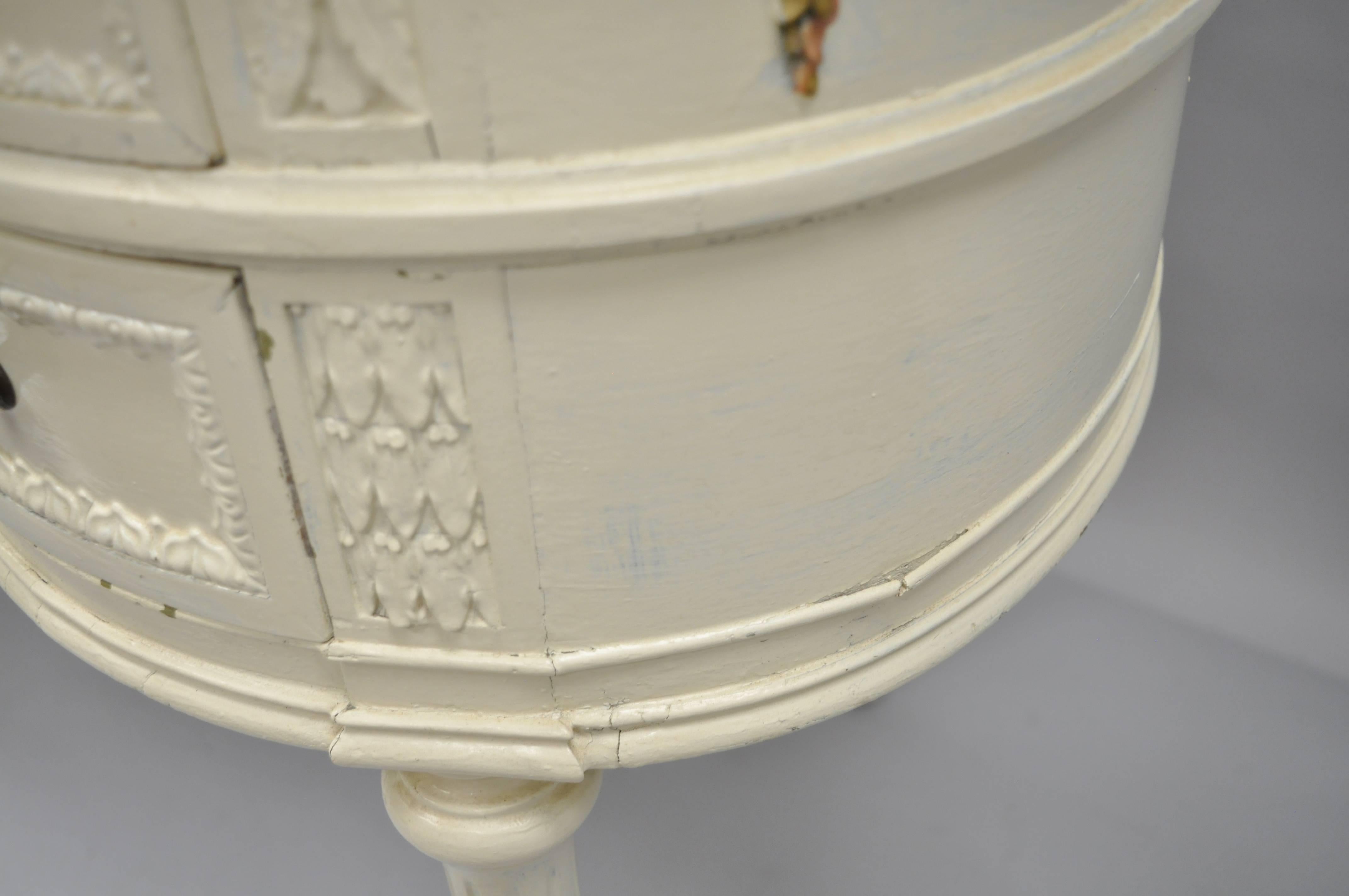Antique table à écrire de style Louis XVI en forme de rein Table de toilette peinte 1