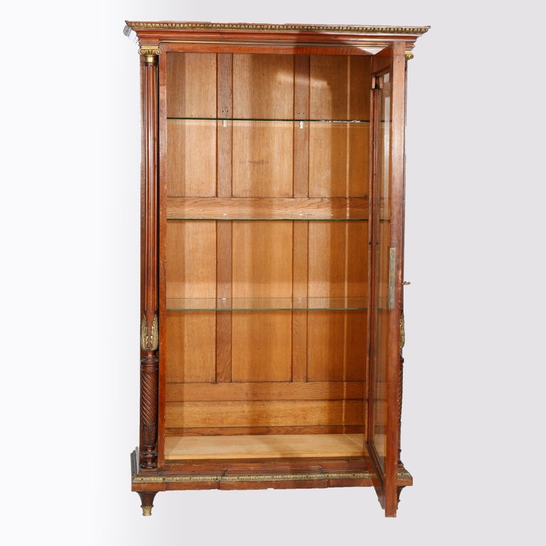 Antique French Louis XVI Style Kingwood & Ormolu Bookcase, c1890 In Good Condition For Sale In Big Flats, NY