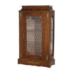 Antique French Louis XVI Style Kingwood & Ormolu Inlaid Vitrine Curio 19thC