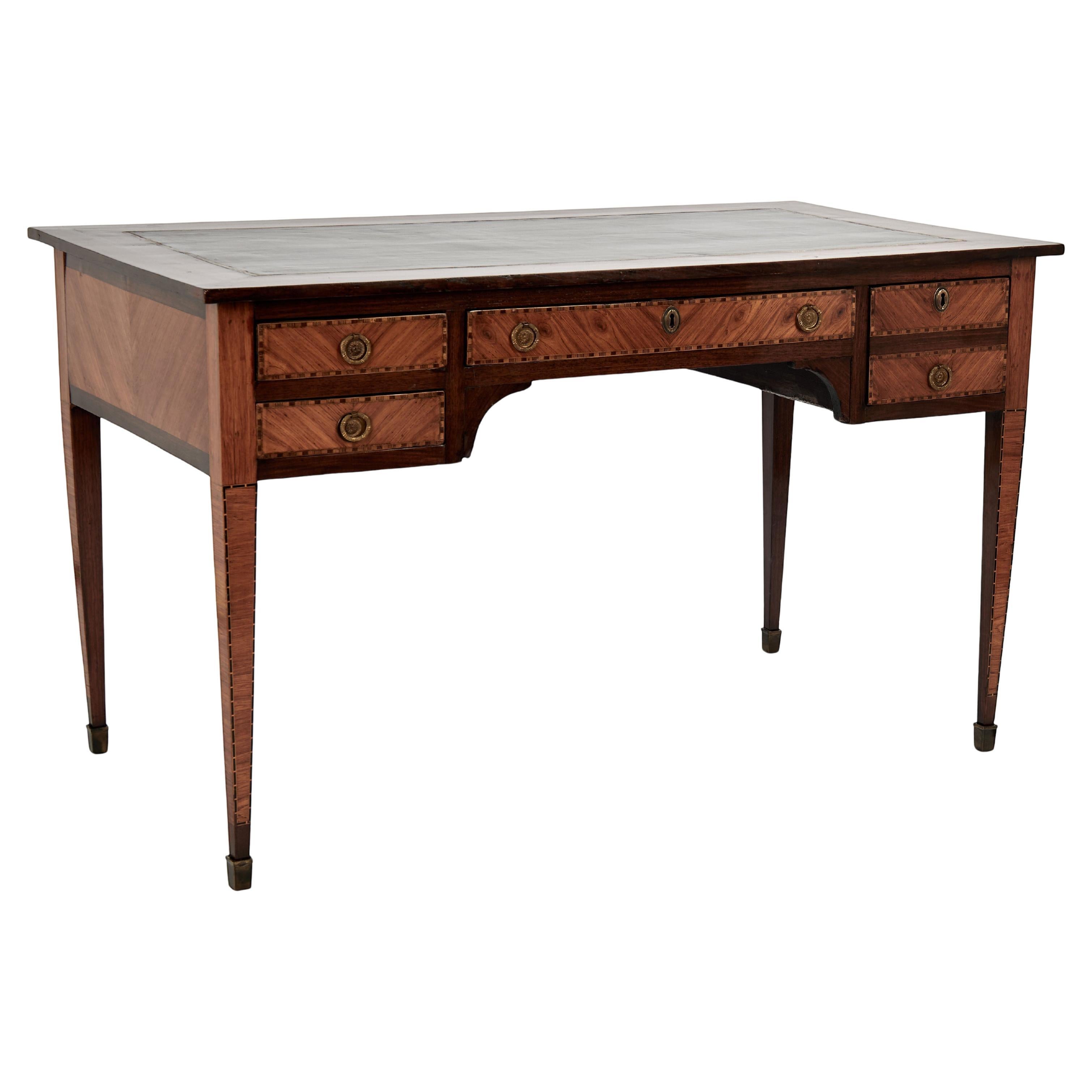 Antique French Louis XVI Style Leather Top Desk en vente