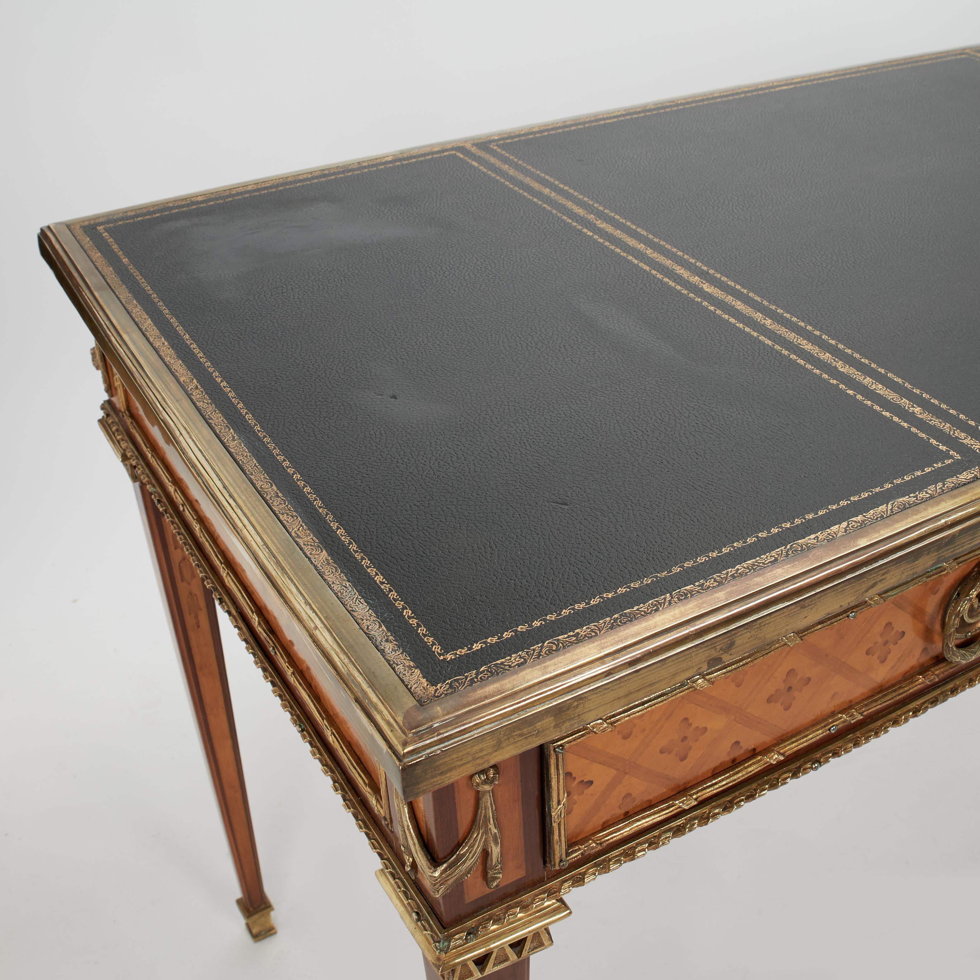 Antique French Louis XVI Style Leather Top Desk or Bureau Plat For Sale 4