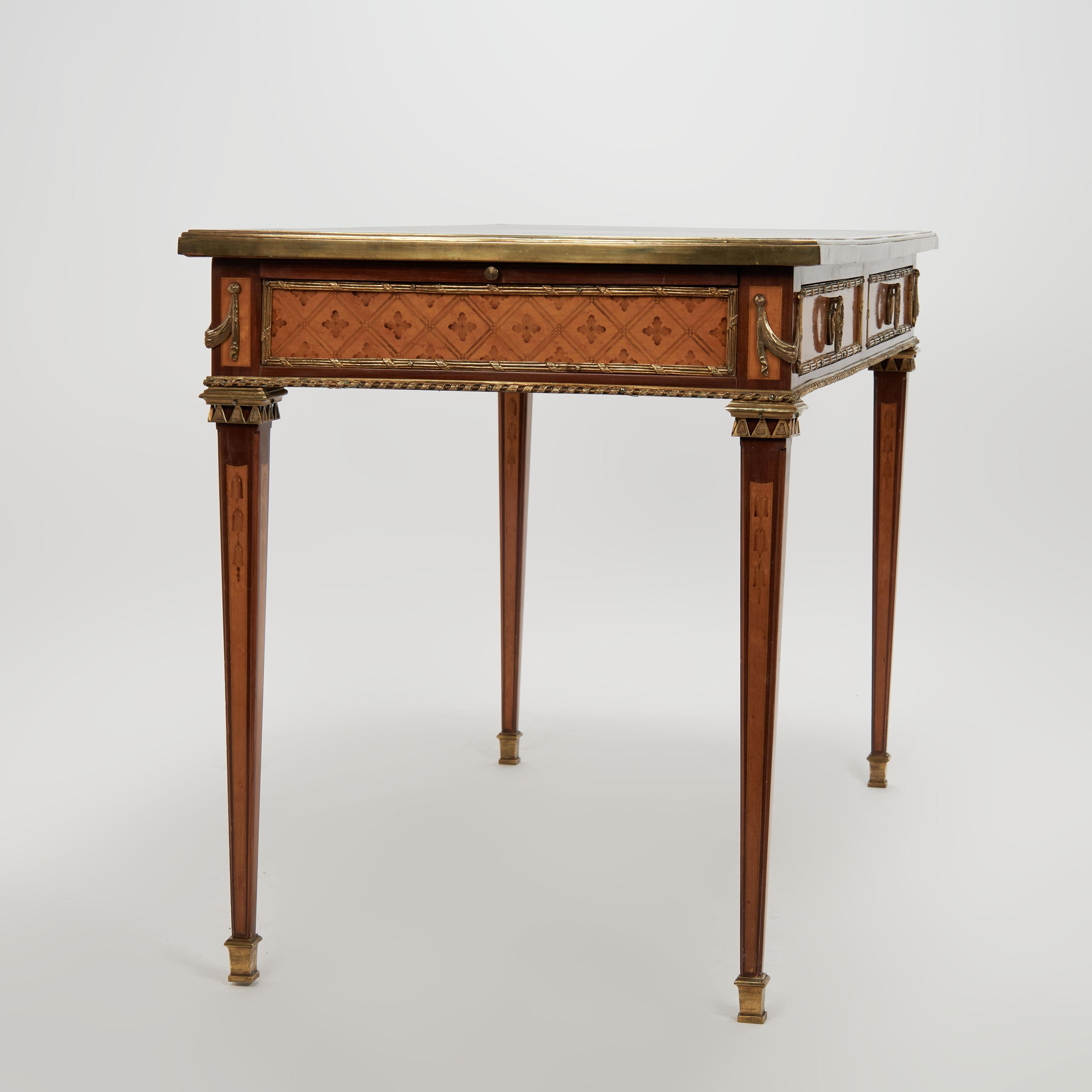 Antique French Louis XVI Style Leather Top Desk or Bureau Plat For Sale 9