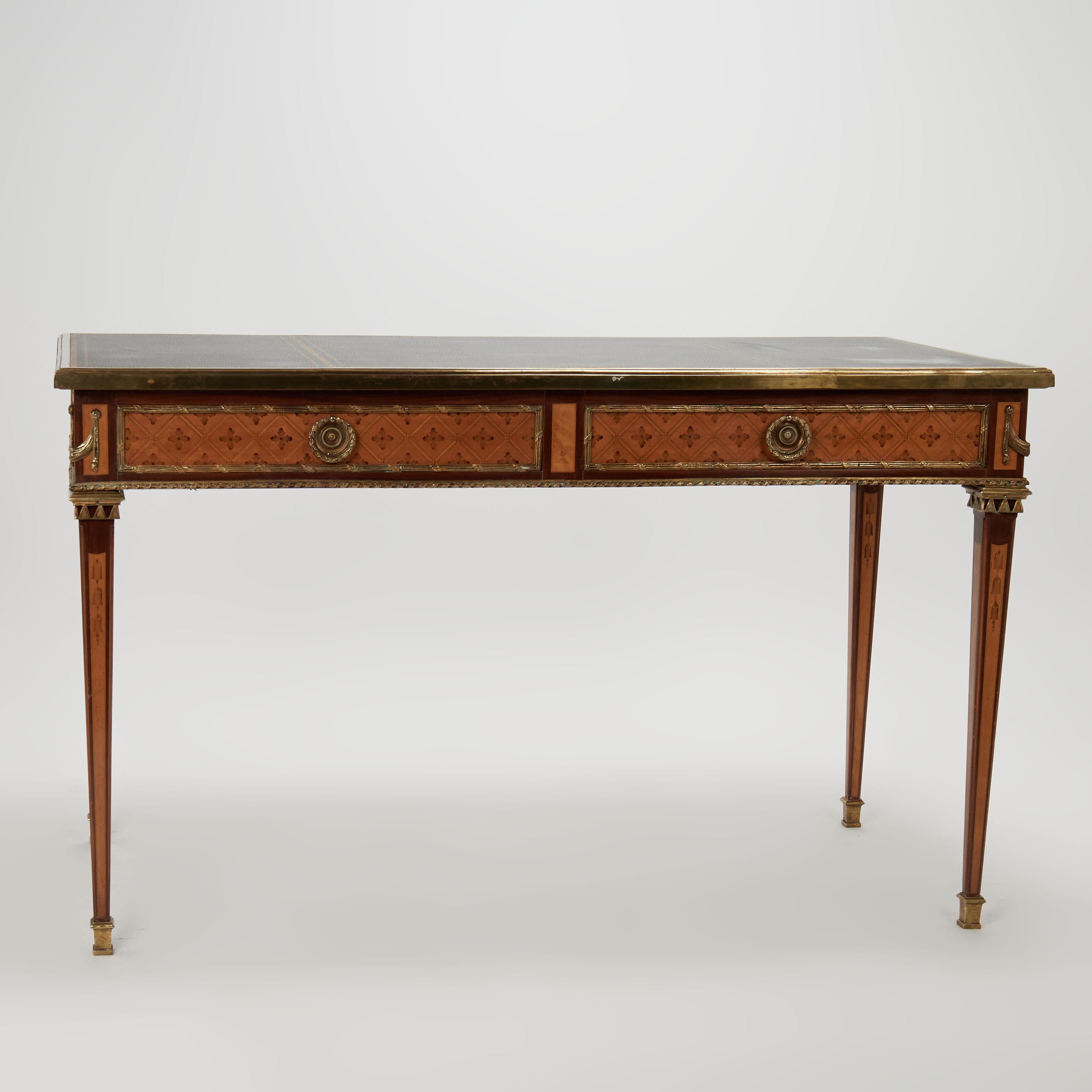 Antique French Louis XVI Style Leather Top Desk or Bureau Plat For Sale 10