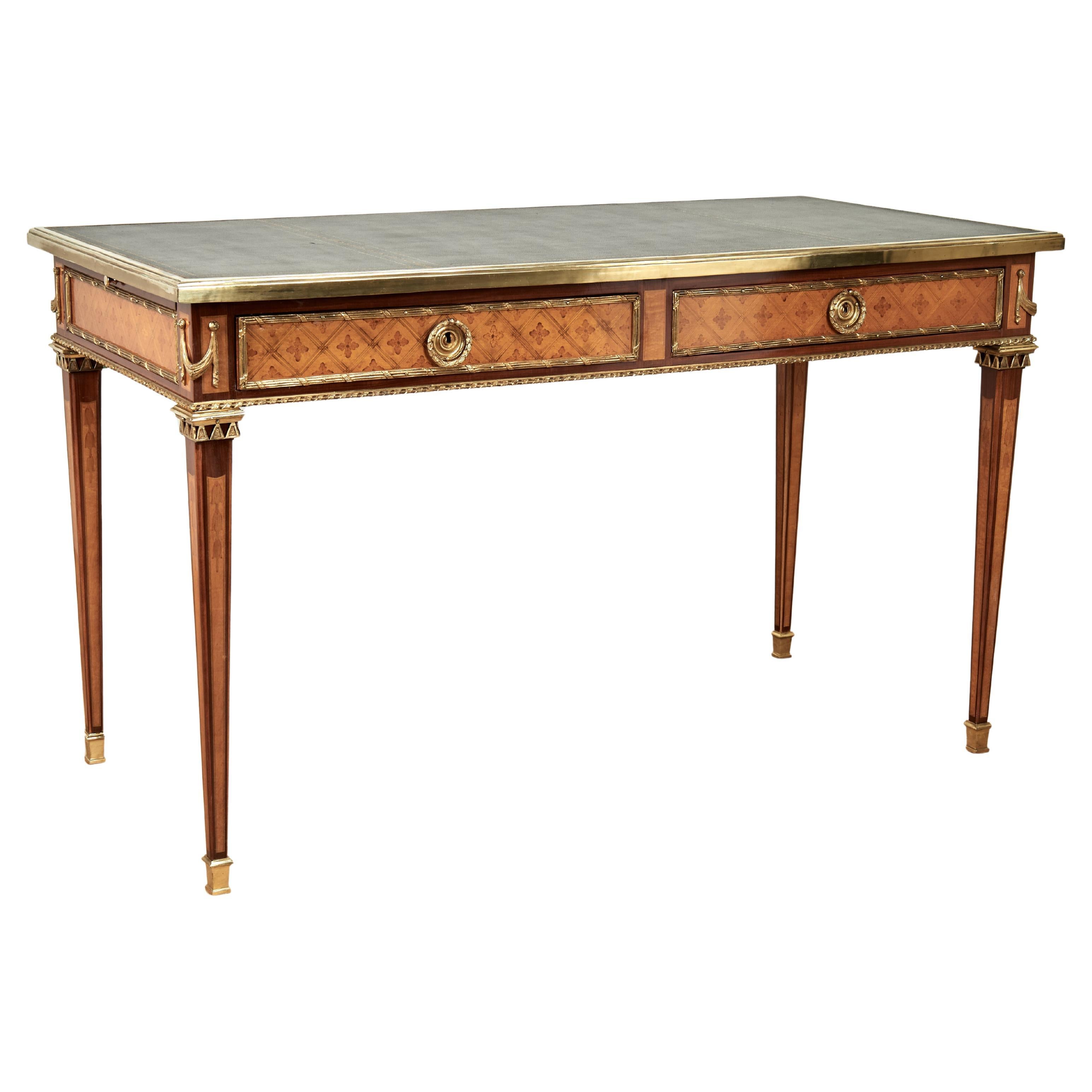 Antique French Louis XVI Style Leather Top Desk or Bureau Plat