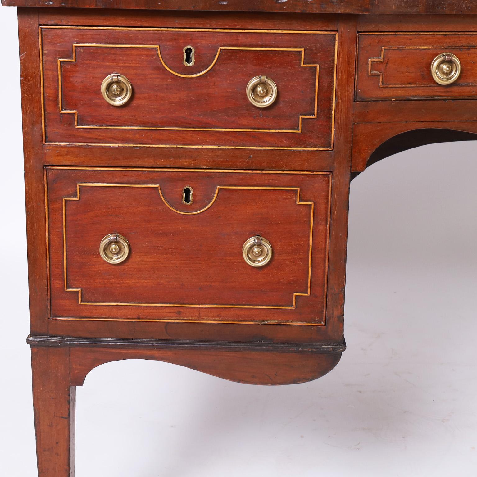 Antique French Louis XVI Style Leather Top Partners Desk For Sale 2