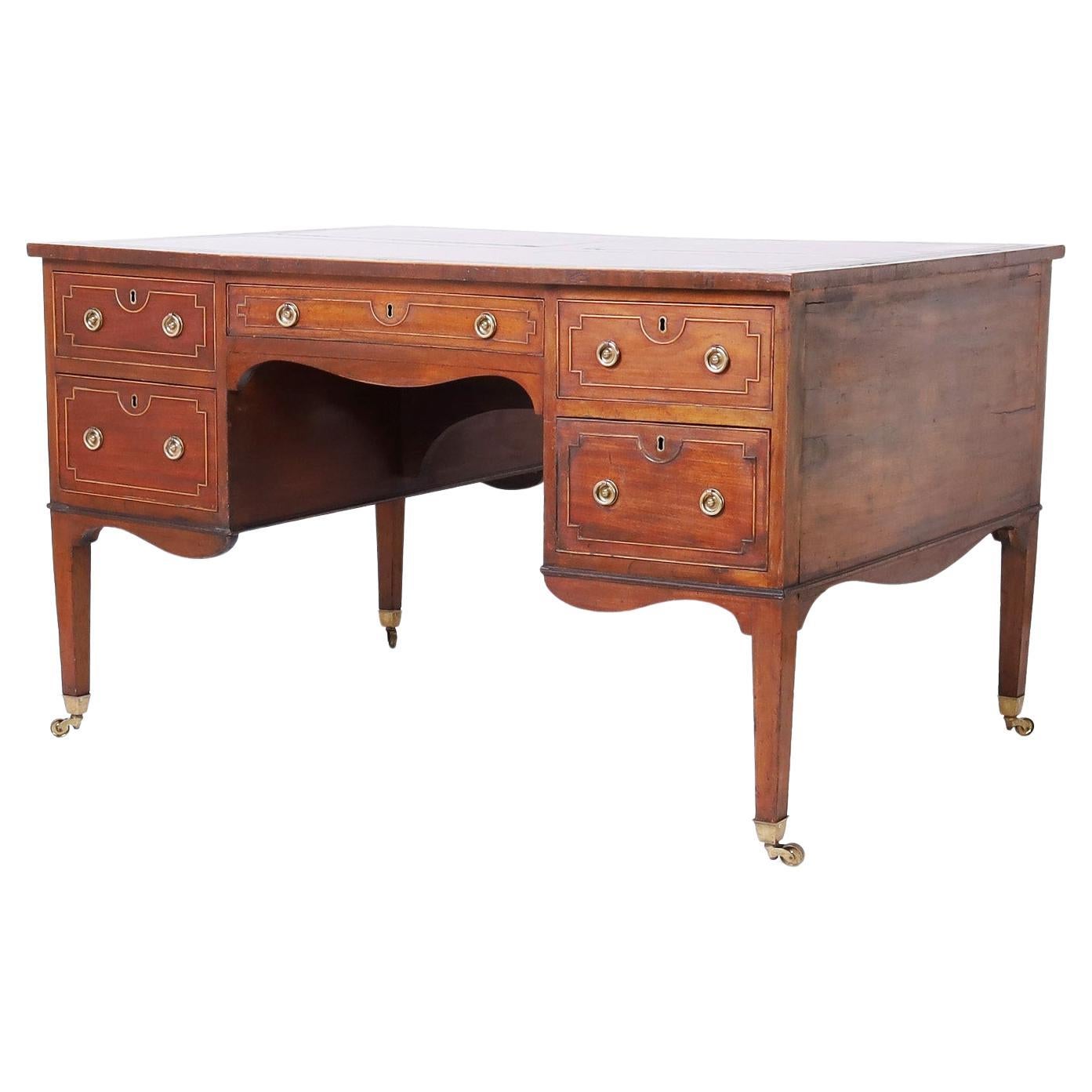 Antique French Louis XVI Style Leather Top Partners Desk For Sale