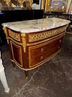 Antique French Louis XVI Style Mahogany and Gilt Bronze Commode