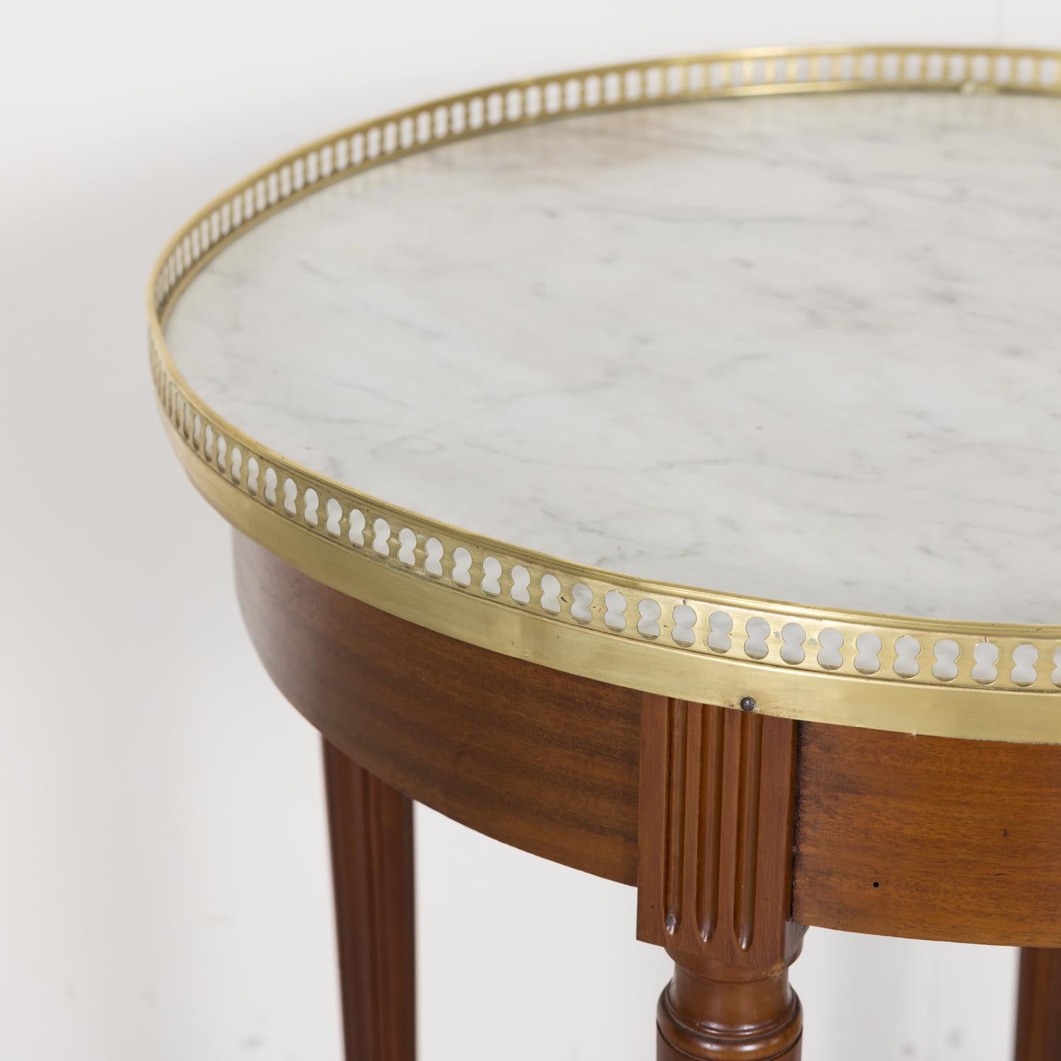 Antique French Louis XVI Style Mahogany Bouillotte Side Table with Marble Top 4