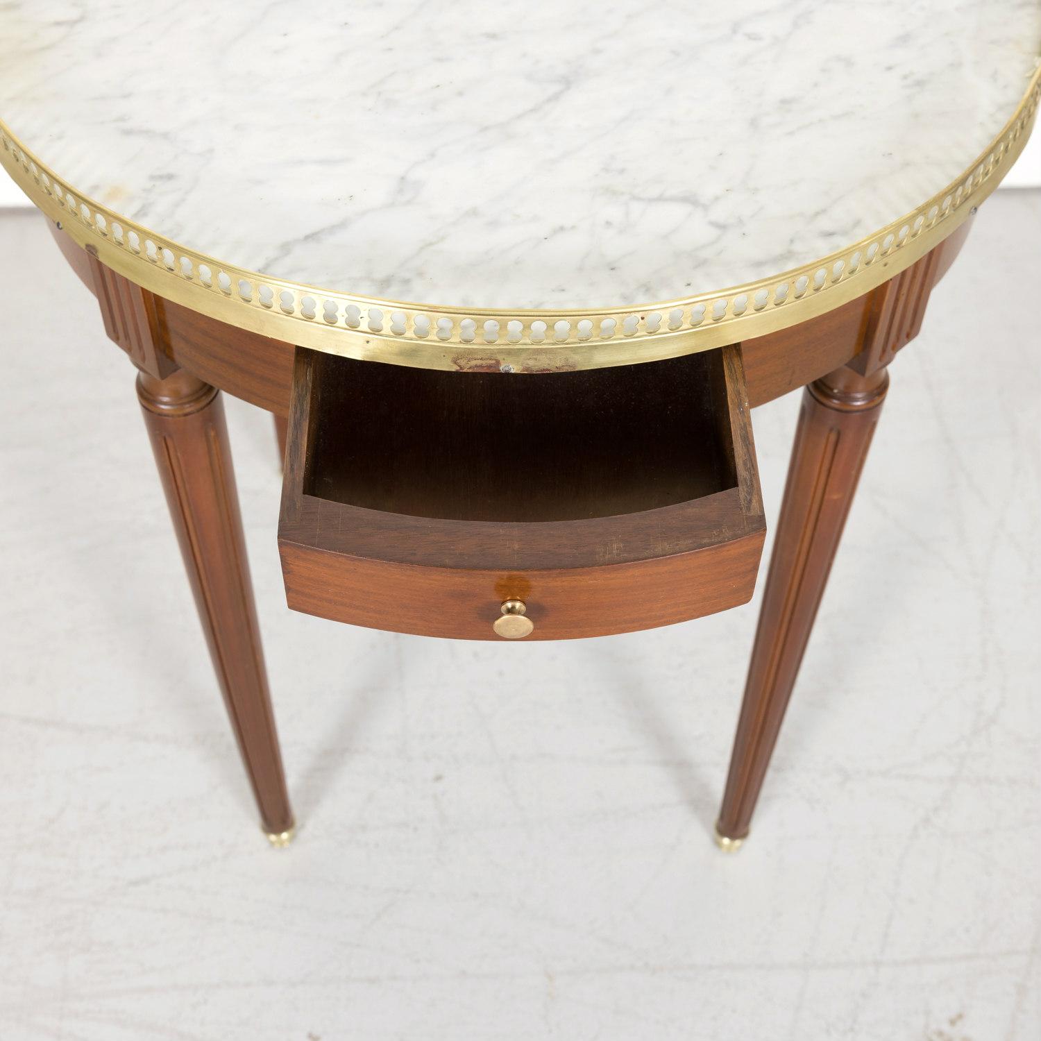 Antique French Louis XVI Style Mahogany Bouillotte Side Table with Marble Top 5