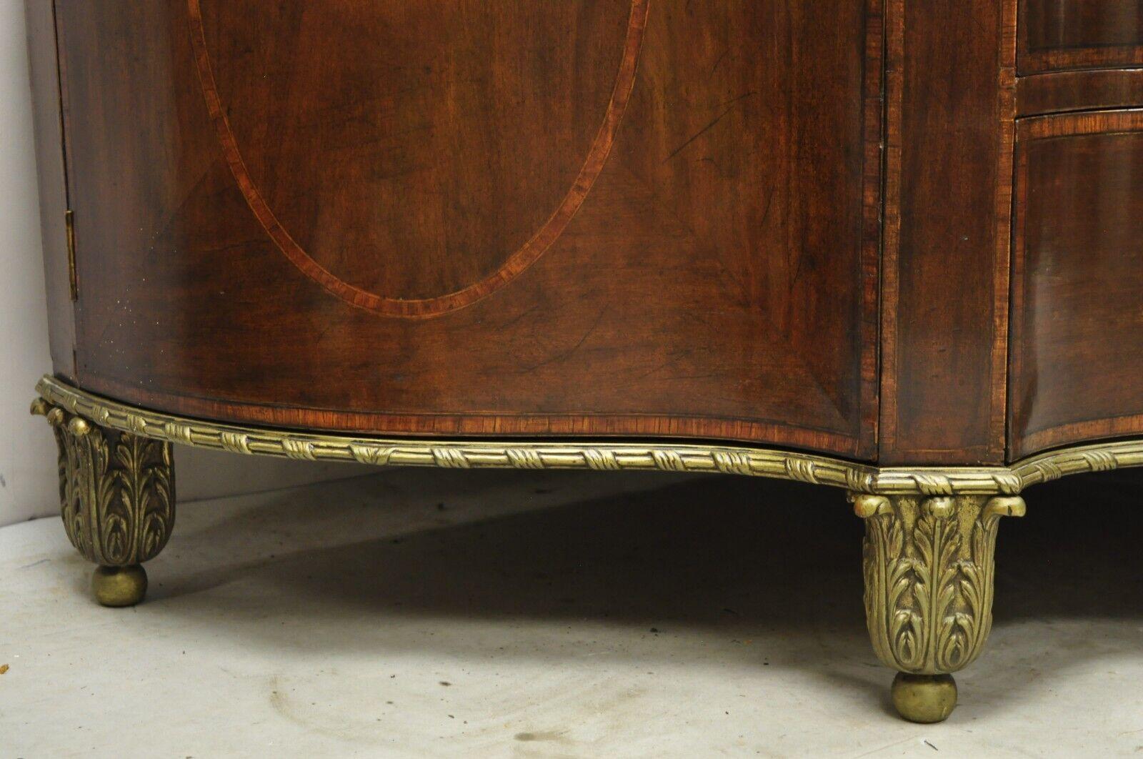 Antique French Louis XVI Style Mahogany Bow Front Bombe Demilune Commode Chest For Sale 5