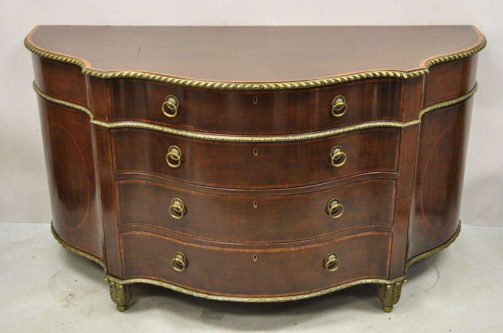 Antique French Louis XVI Style Mahogany Bow Front Bombe Demilune Commode Chest For Sale 7