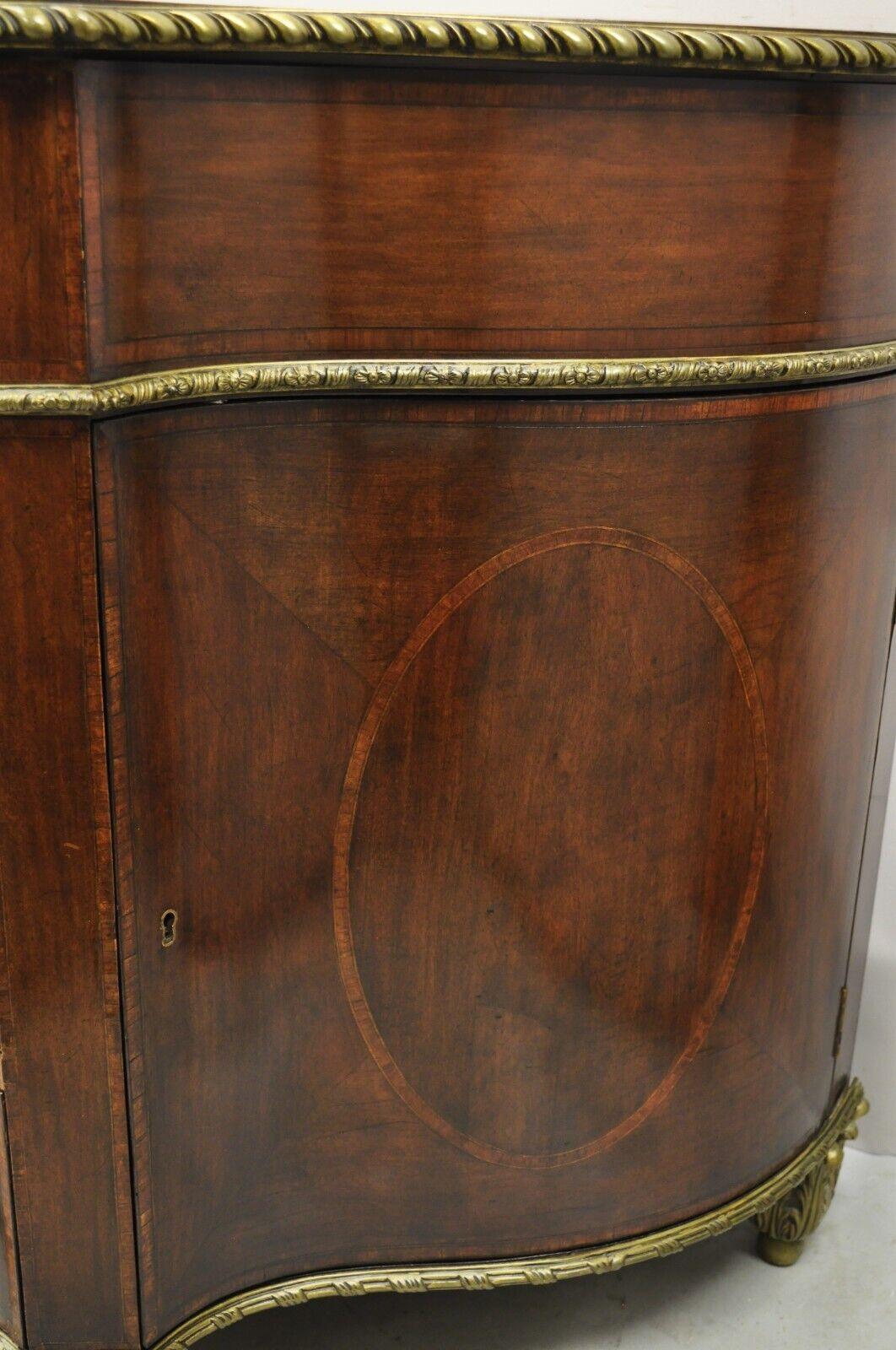 Antique French Louis XVI Style Mahogany Bow Front Bombe Demilune Commode Chest For Sale 4