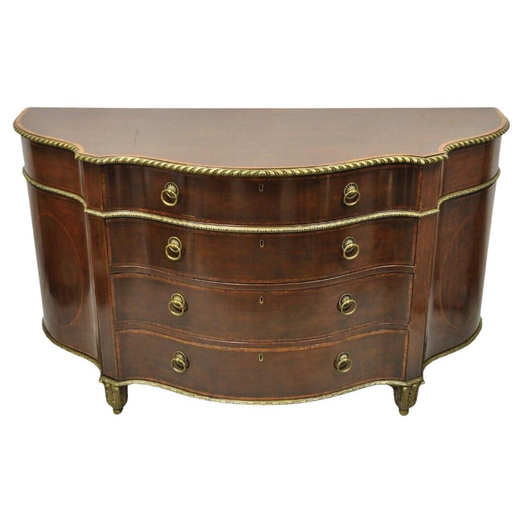 Antique French Louis XVI Style Mahogany Bow Front Bombe Demilune Commode Chest