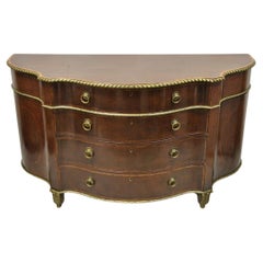 Antique French Louis XVI Style Mahogany Bow Front Bombe Demilune Commode Chest