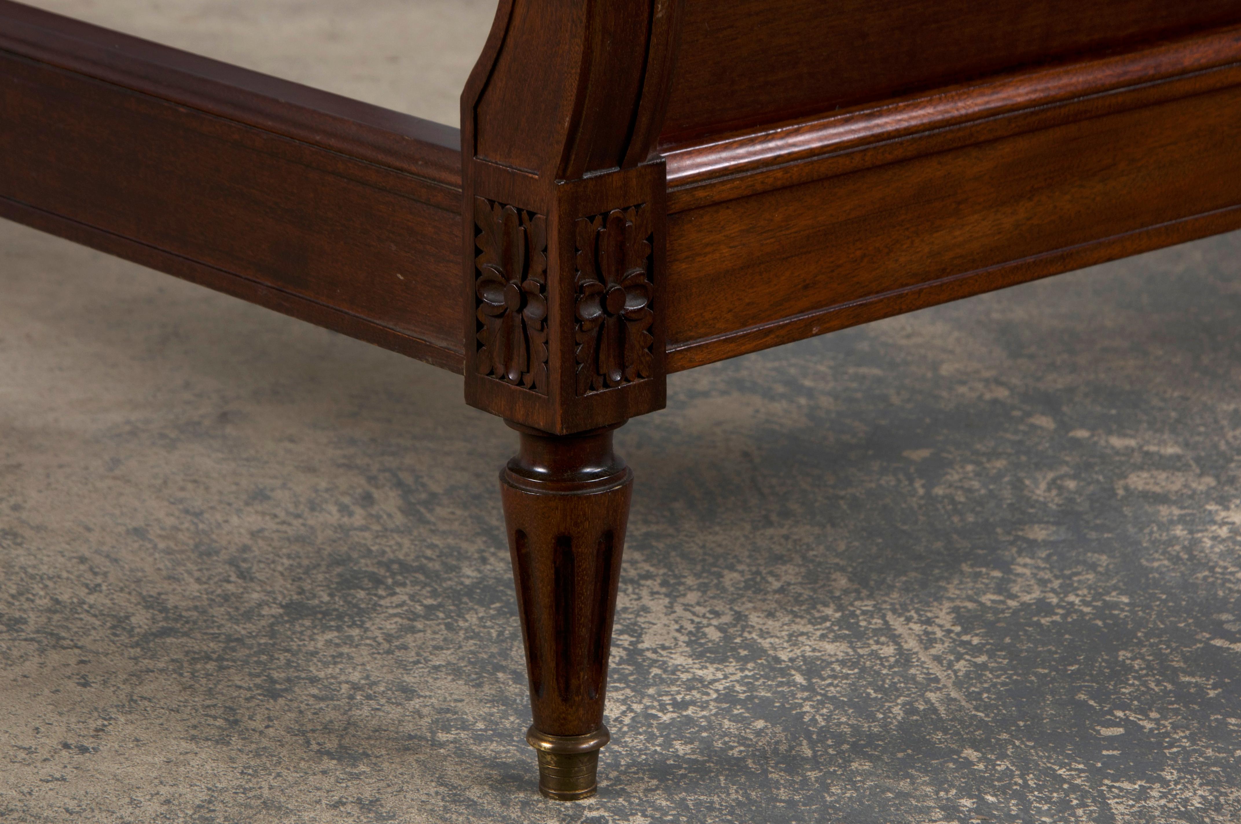 Antique French Louis XVI Style Mahogany Full Size Bedframe For Sale 4