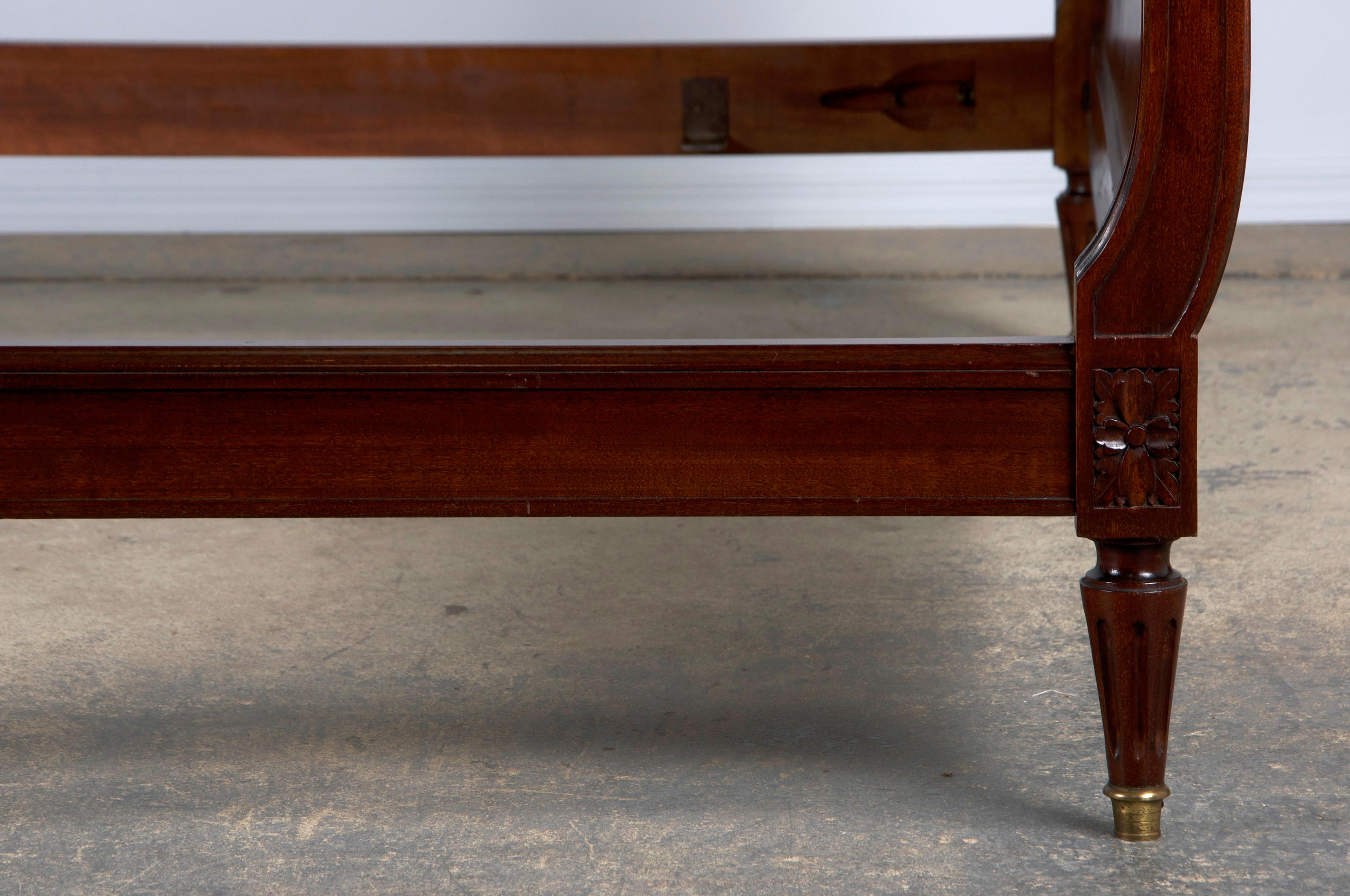 Antique French Louis XVI Style Mahogany Full Size Bedframe For Sale 6
