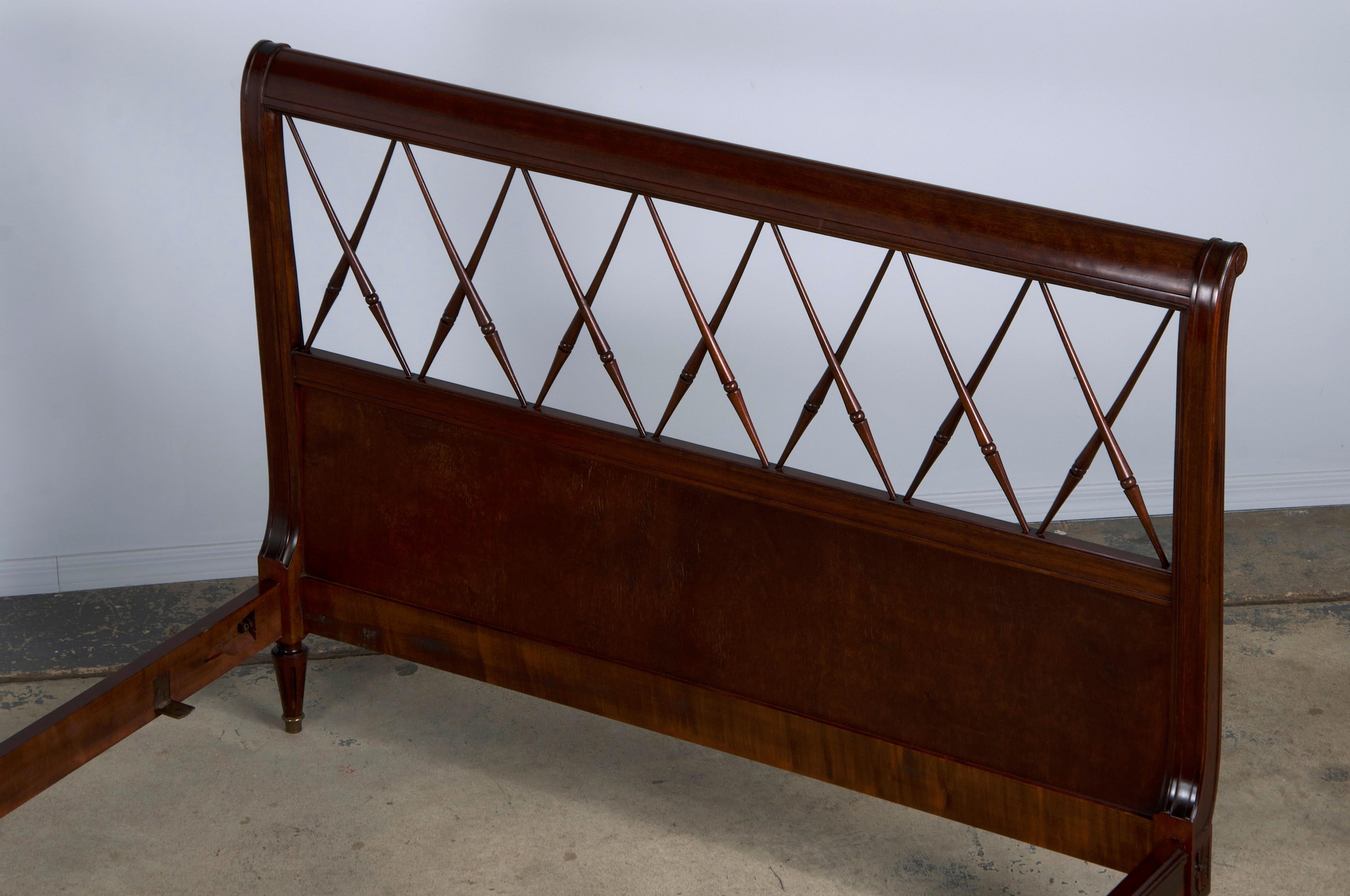 Antique French Louis XVI Style Mahogany Full Size Bedframe For Sale 8