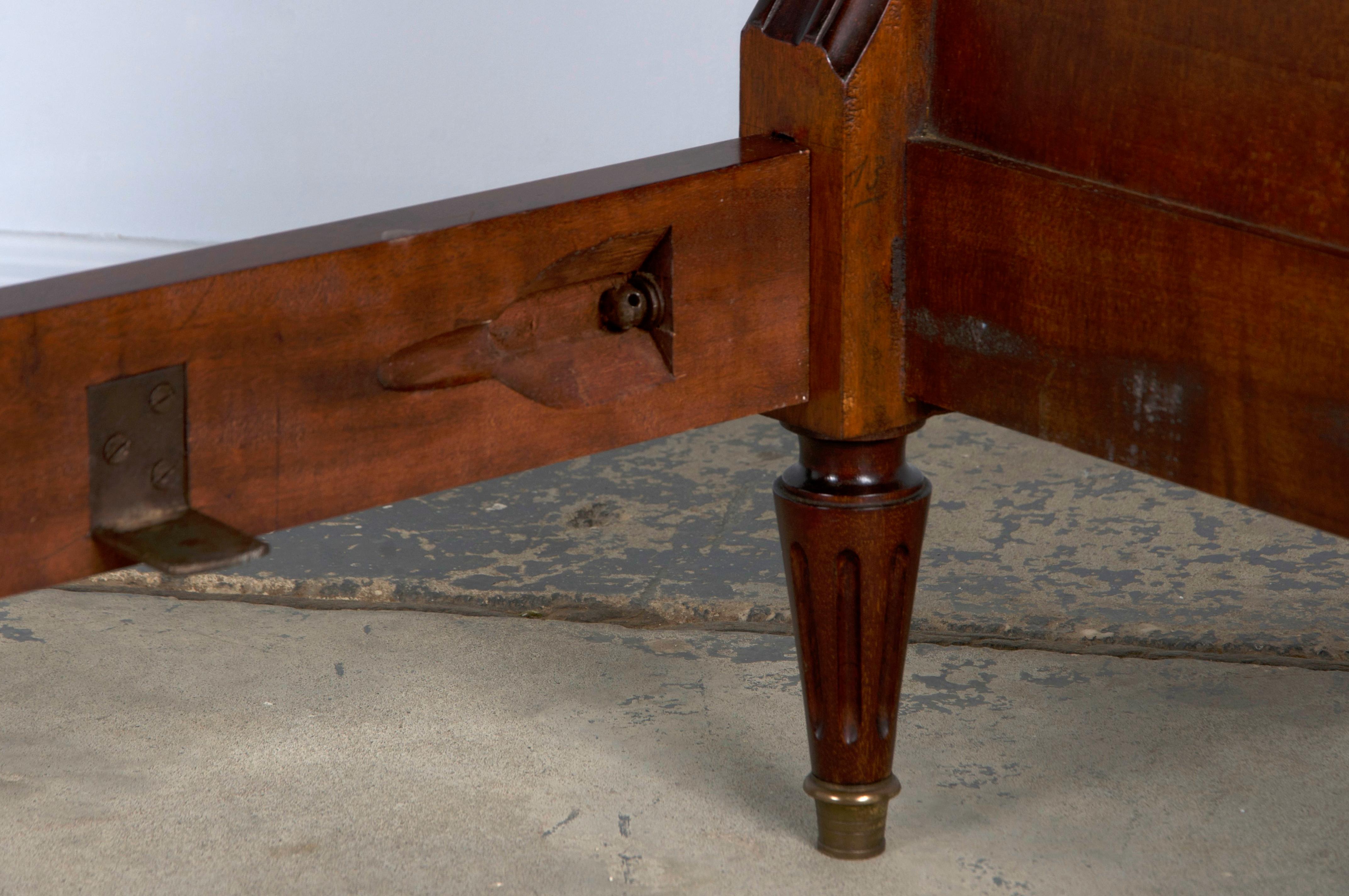 Antique French Louis XVI Style Mahogany Full Size Bedframe For Sale 9