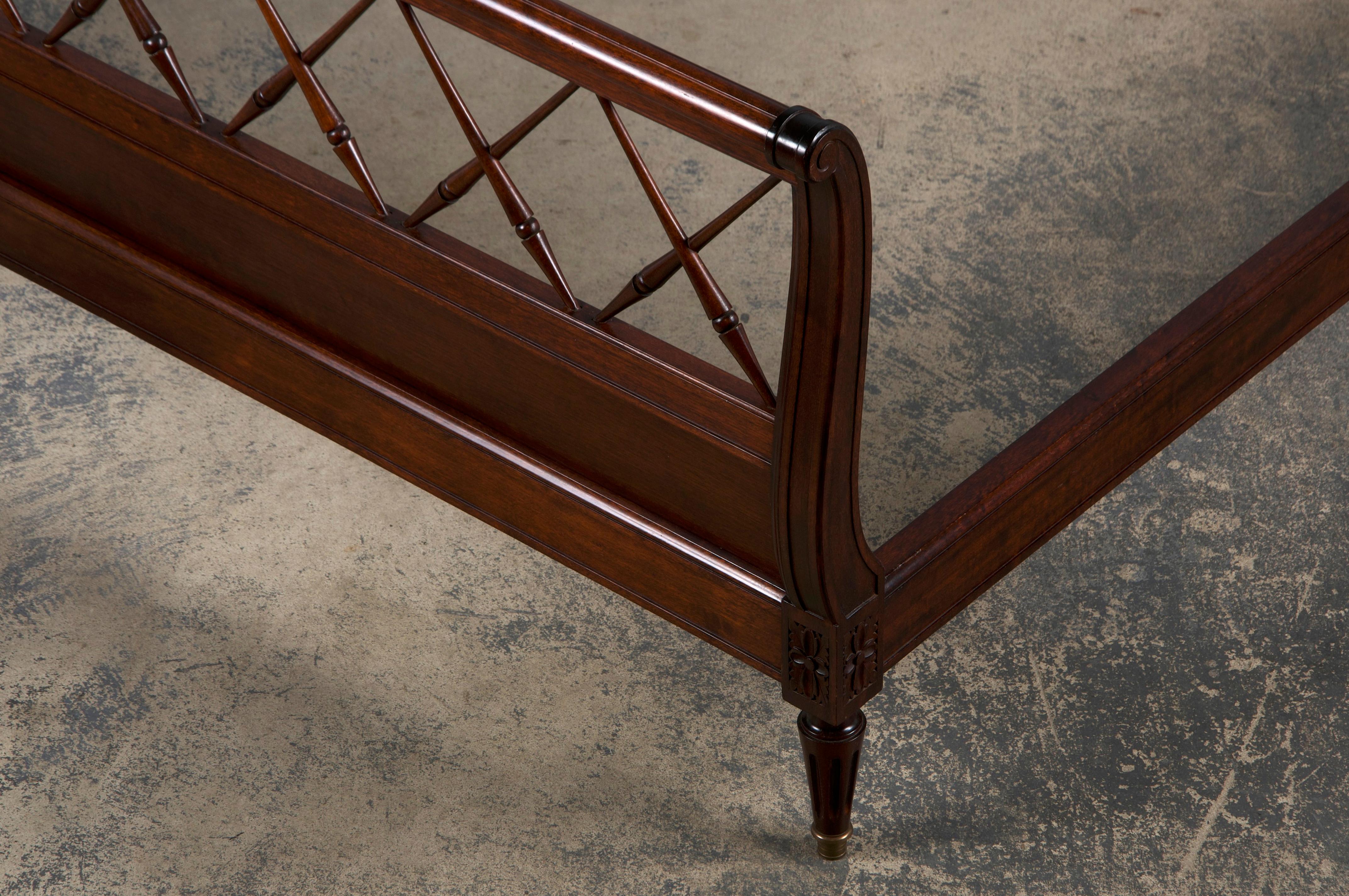 Antique French Louis XVI Style Mahogany Full Size Bedframe For Sale 11