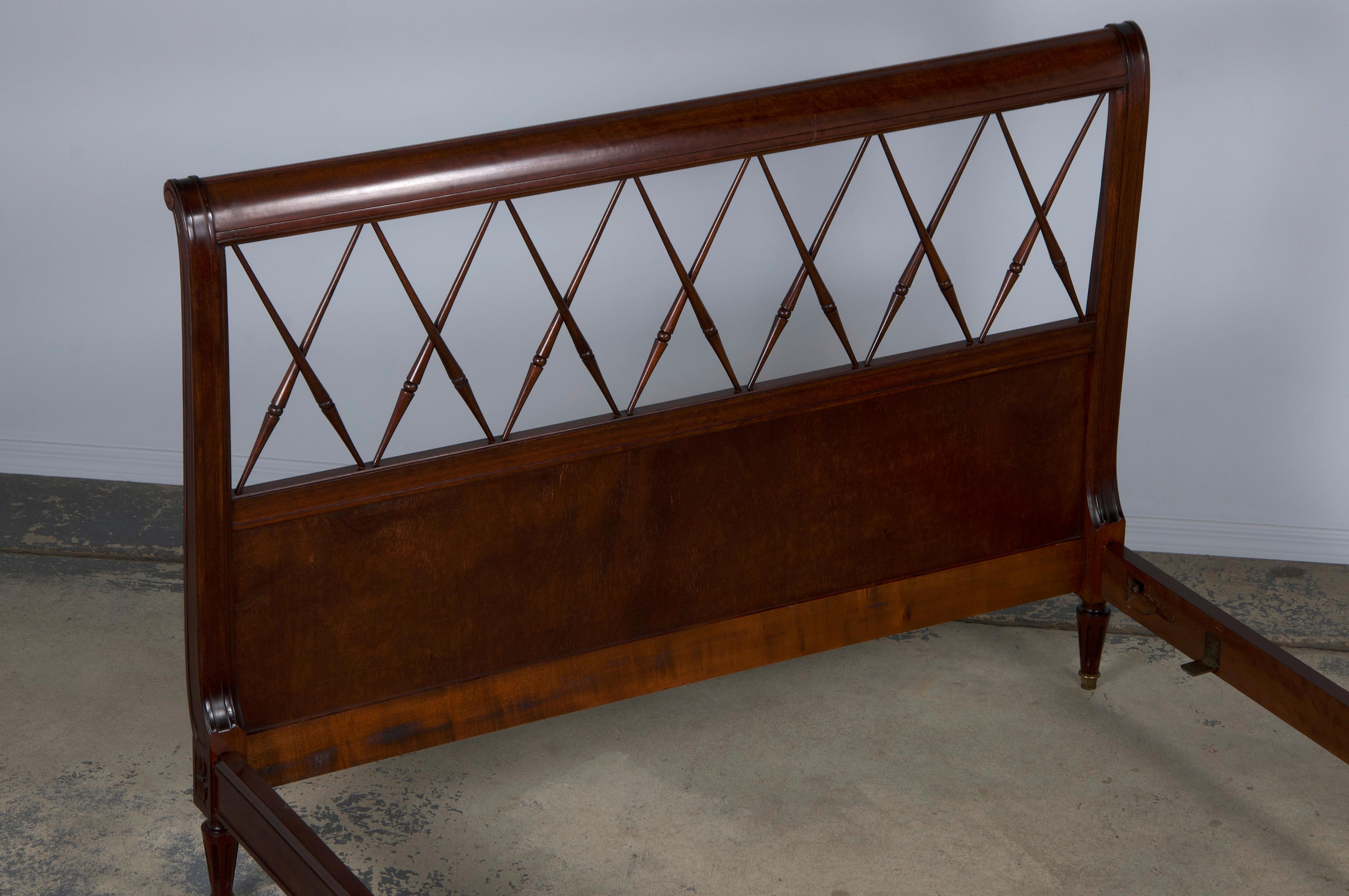 Antique French Louis XVI Style Mahogany Full Size Bedframe For Sale 1