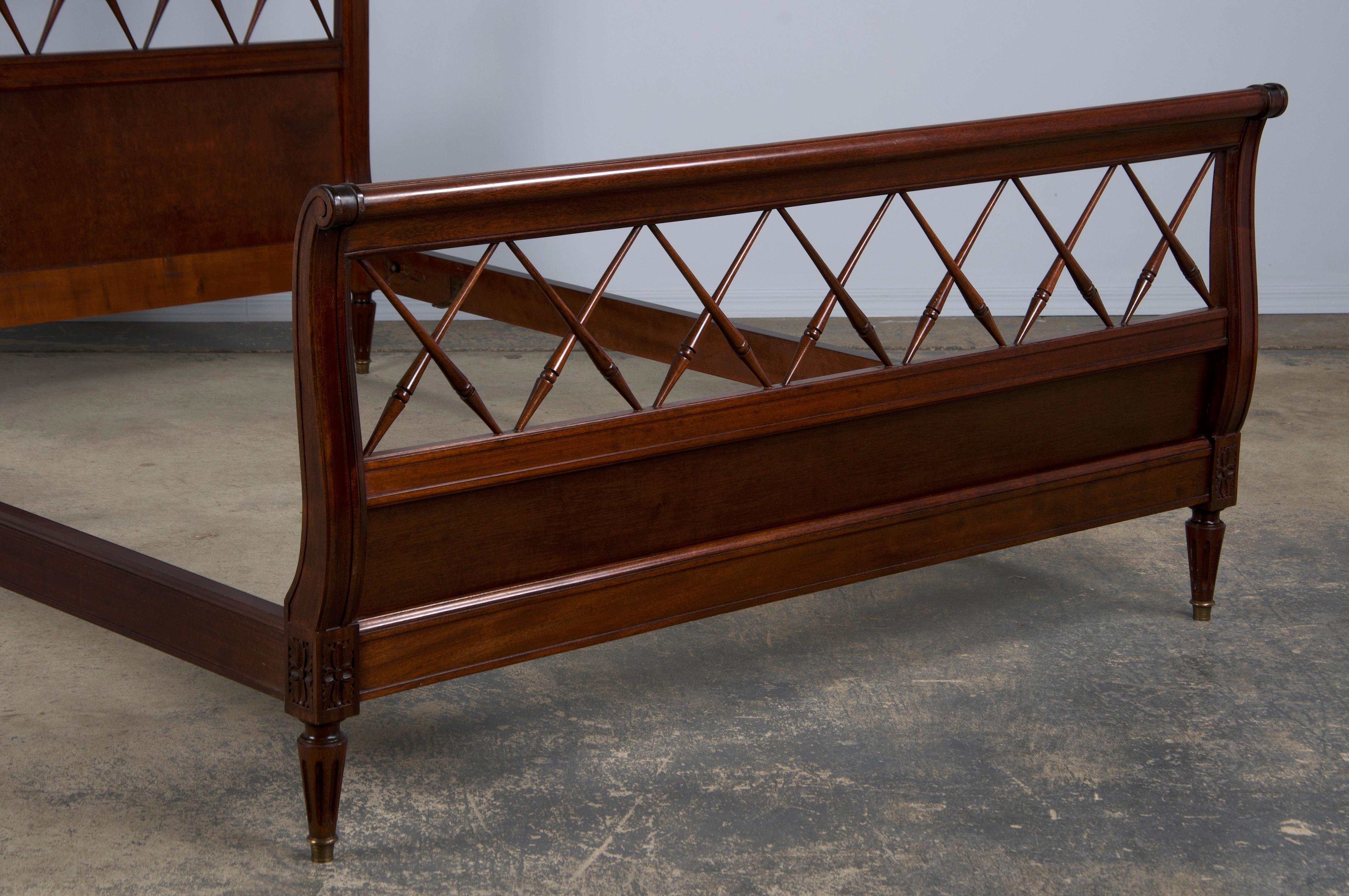 Antique French Louis XVI Style Mahogany Full Size Bedframe For Sale 2