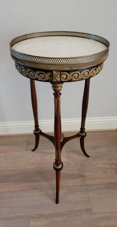Antique French Louis XVI Style Mahogany Gilt Brass Pedestal Table