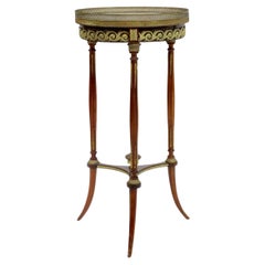 Antique French Louis XVI Style Mahogany Gilt Brass Pedestal Table
